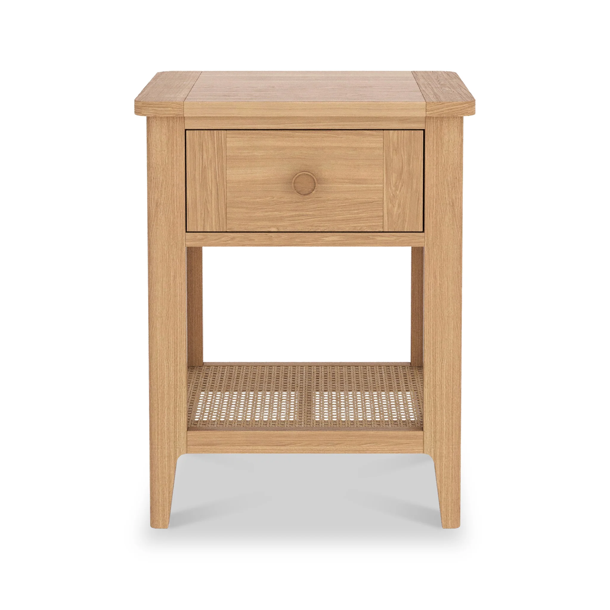 Albany Oak & Rattan Lamp Table - Image 3