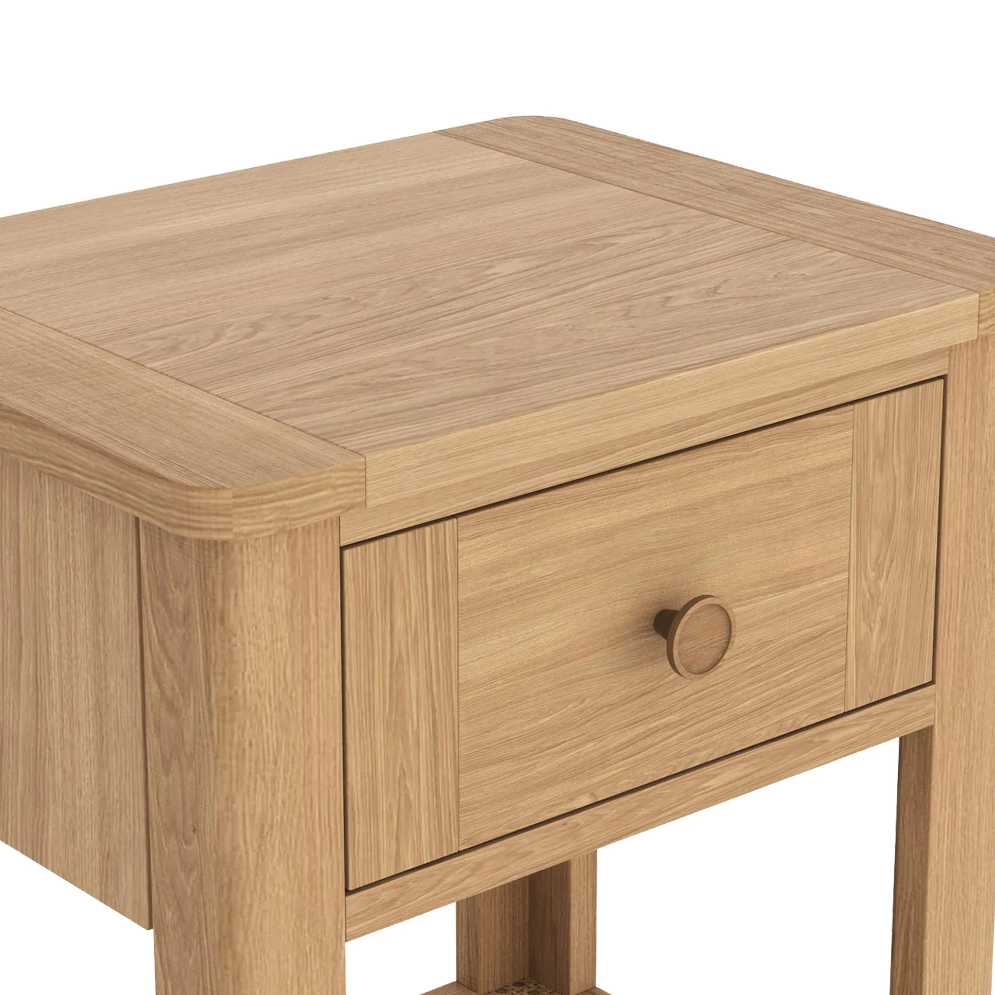 Albany Oak & Rattan Lamp Table - Image 5