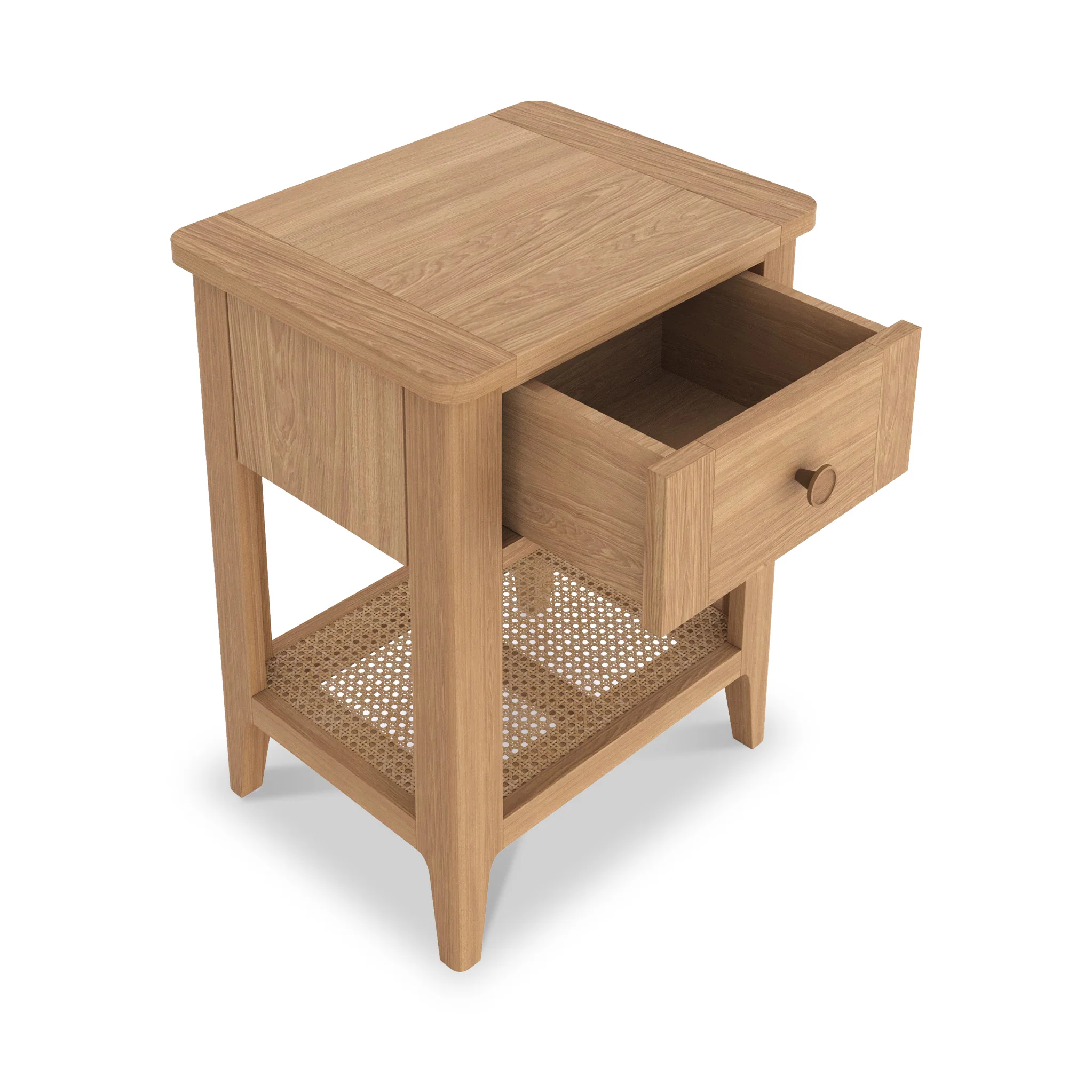 Albany Oak & Rattan Lamp Table - Image 6