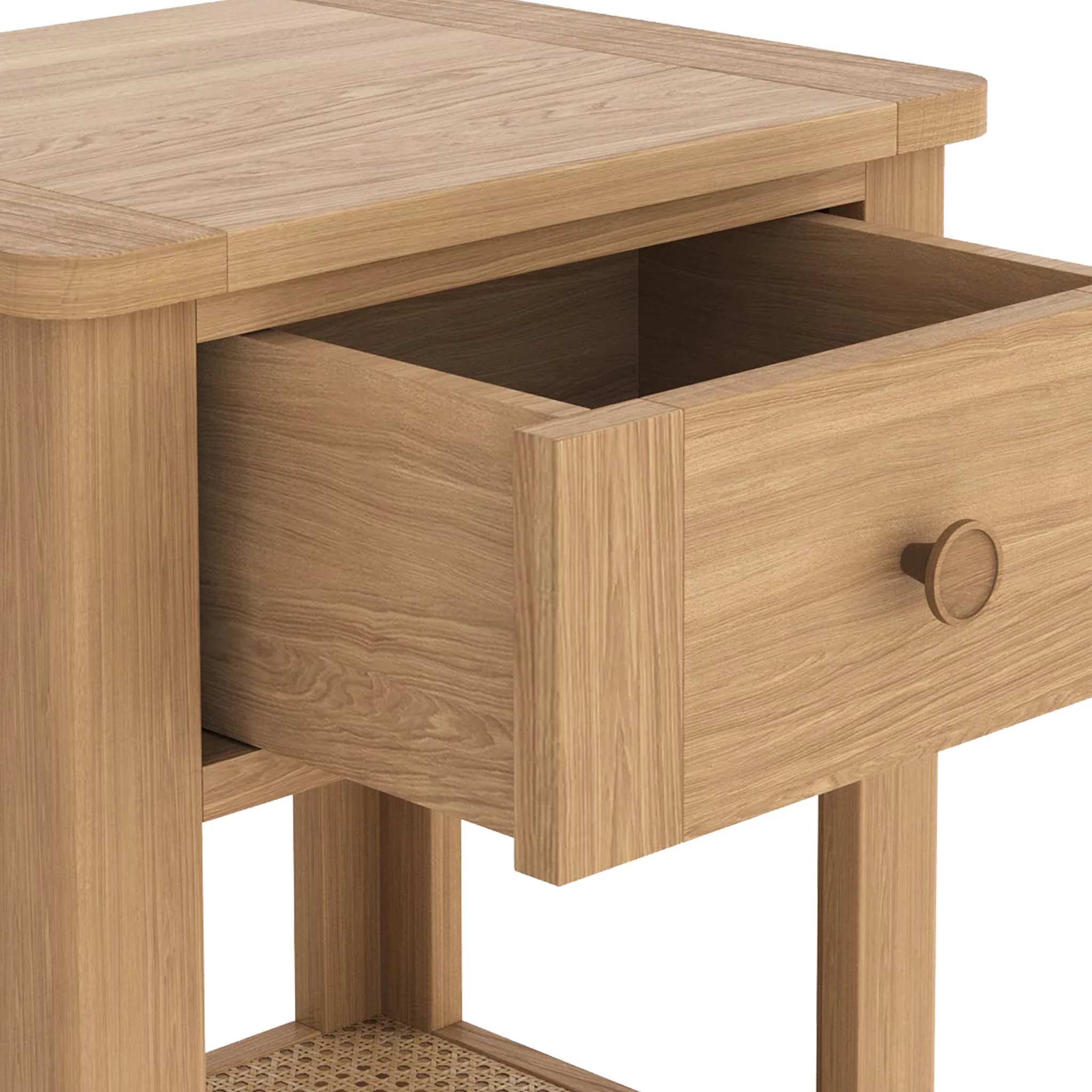 Albany Oak & Rattan Lamp Table - Image 7