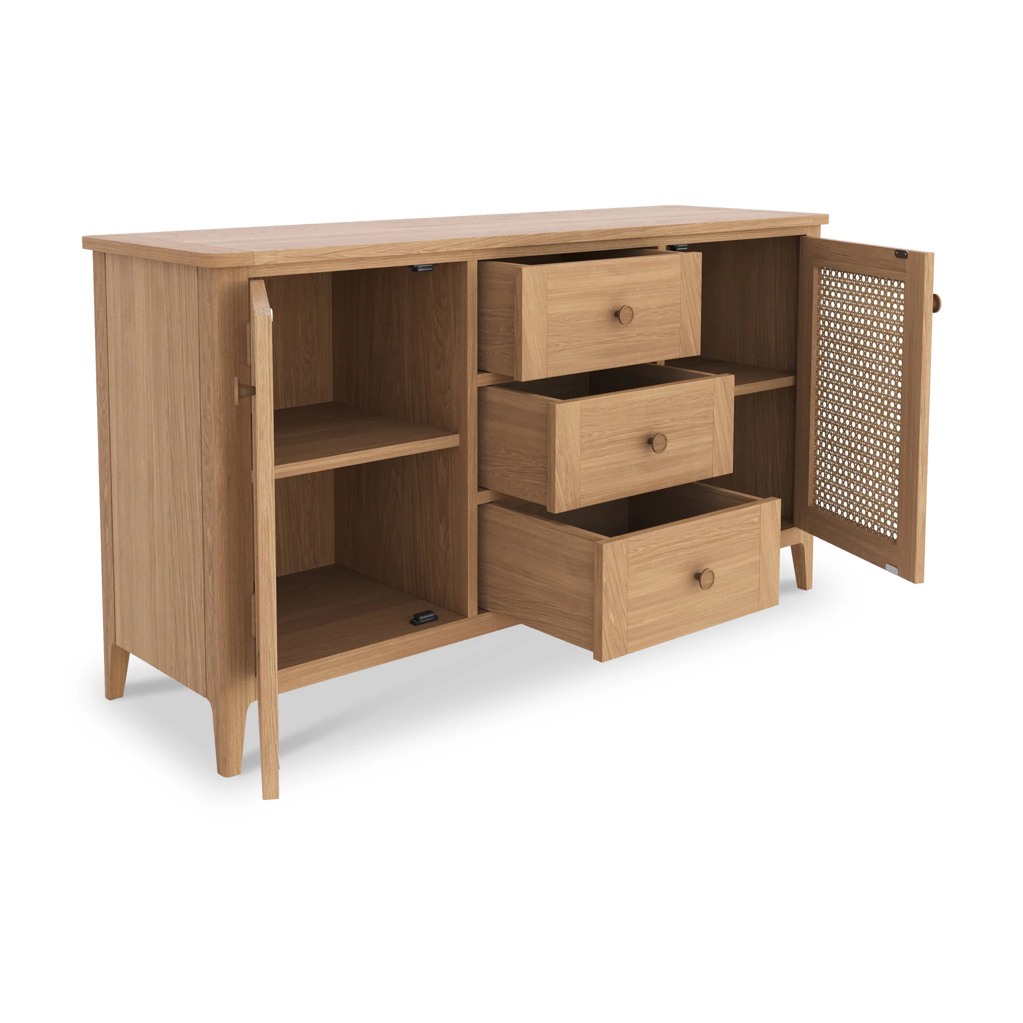 Albany Oak & Rattan Large Sideboard - Image 4