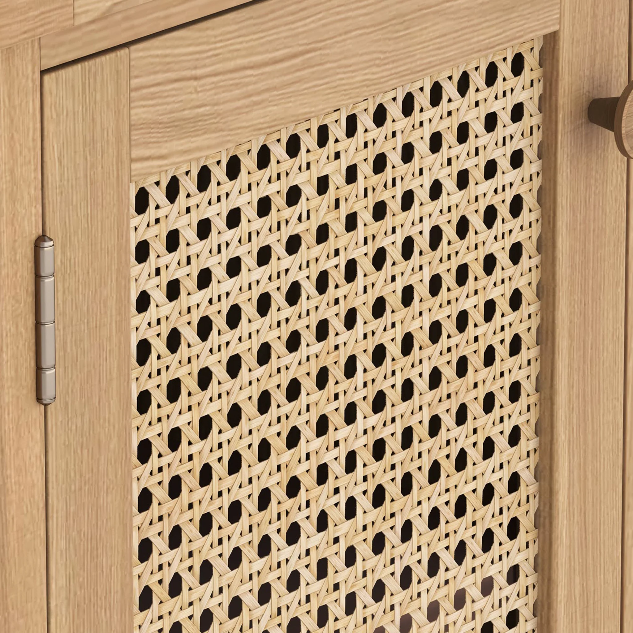 Albany Oak & Rattan Large Sideboard - Image 5