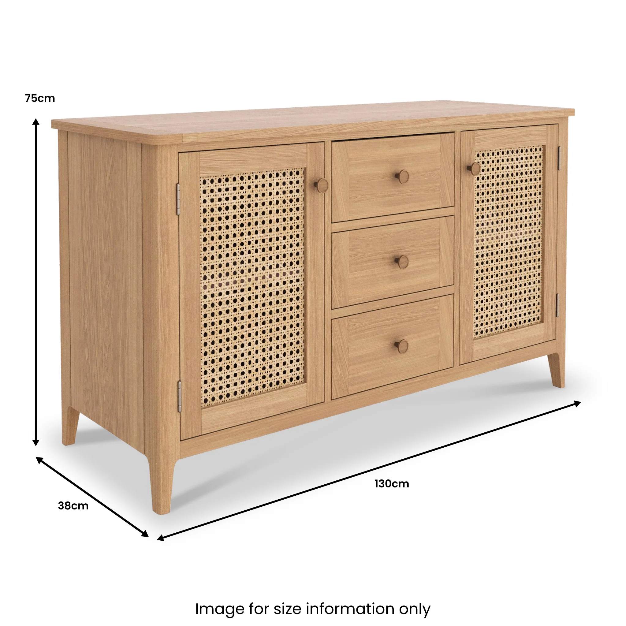 Albany Oak & Rattan Large Sideboard - Image 9