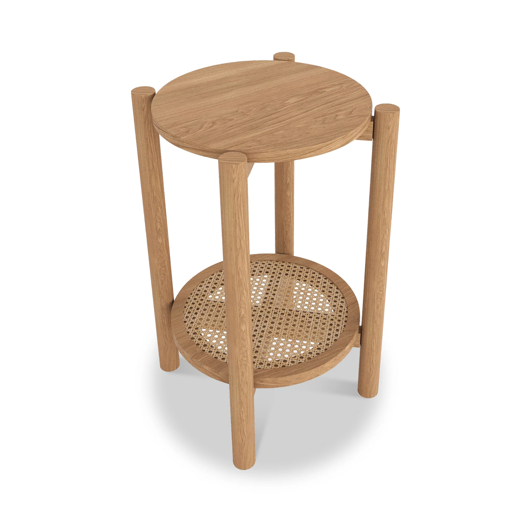 Albany Oak & Rattan Round Side Table - Image 3