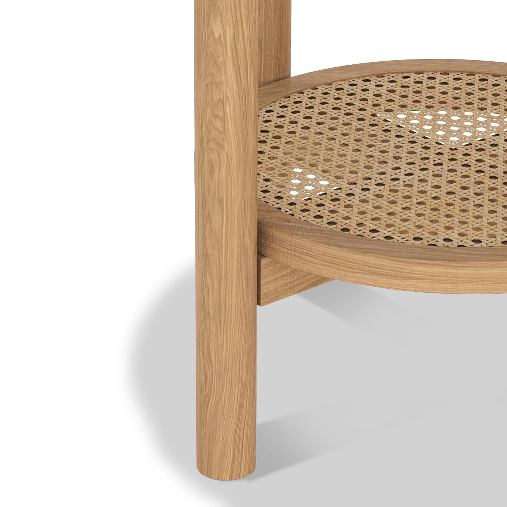 Albany Oak & Rattan Round Side Table - Image 4