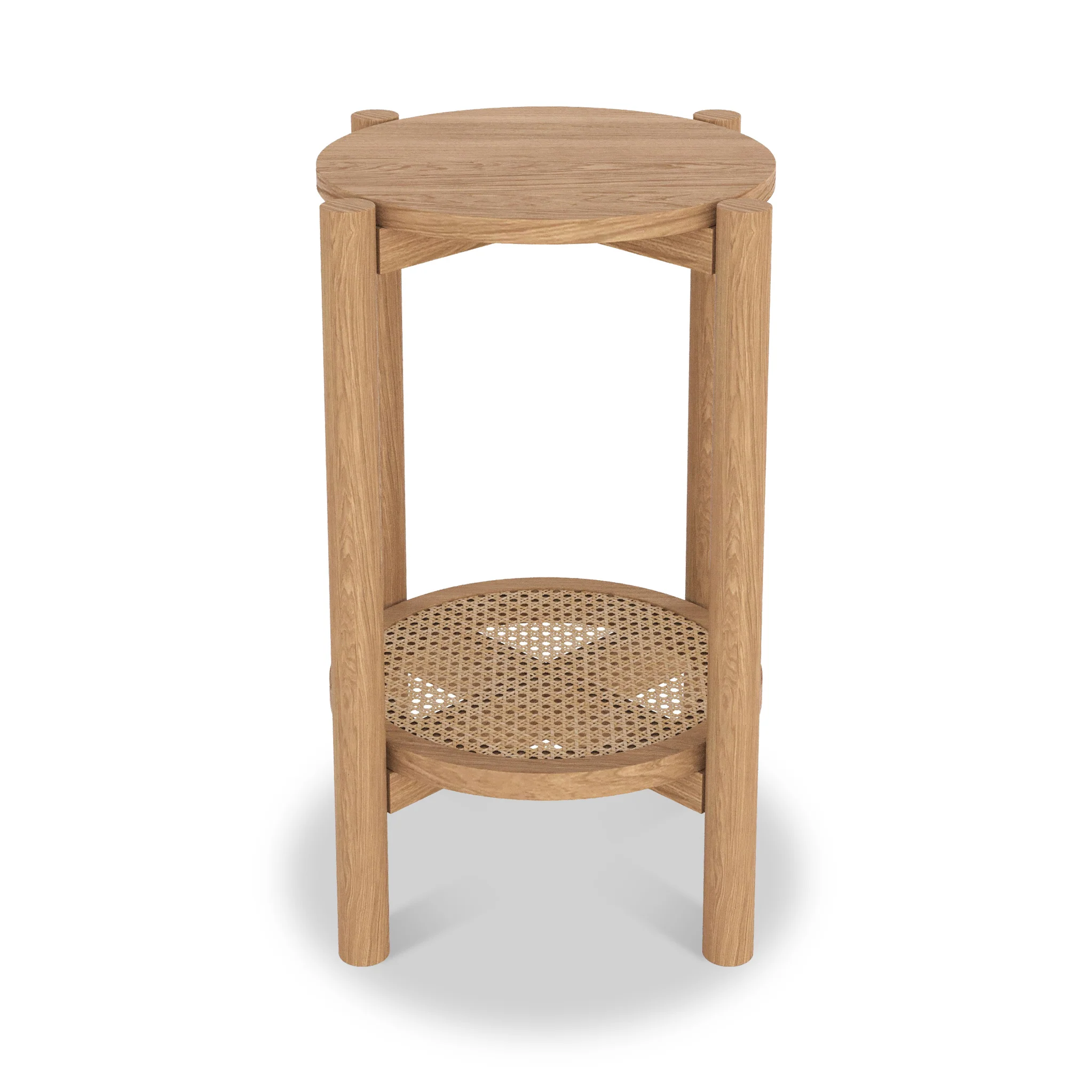 Albany Oak & Rattan Round Side Table - Image 5