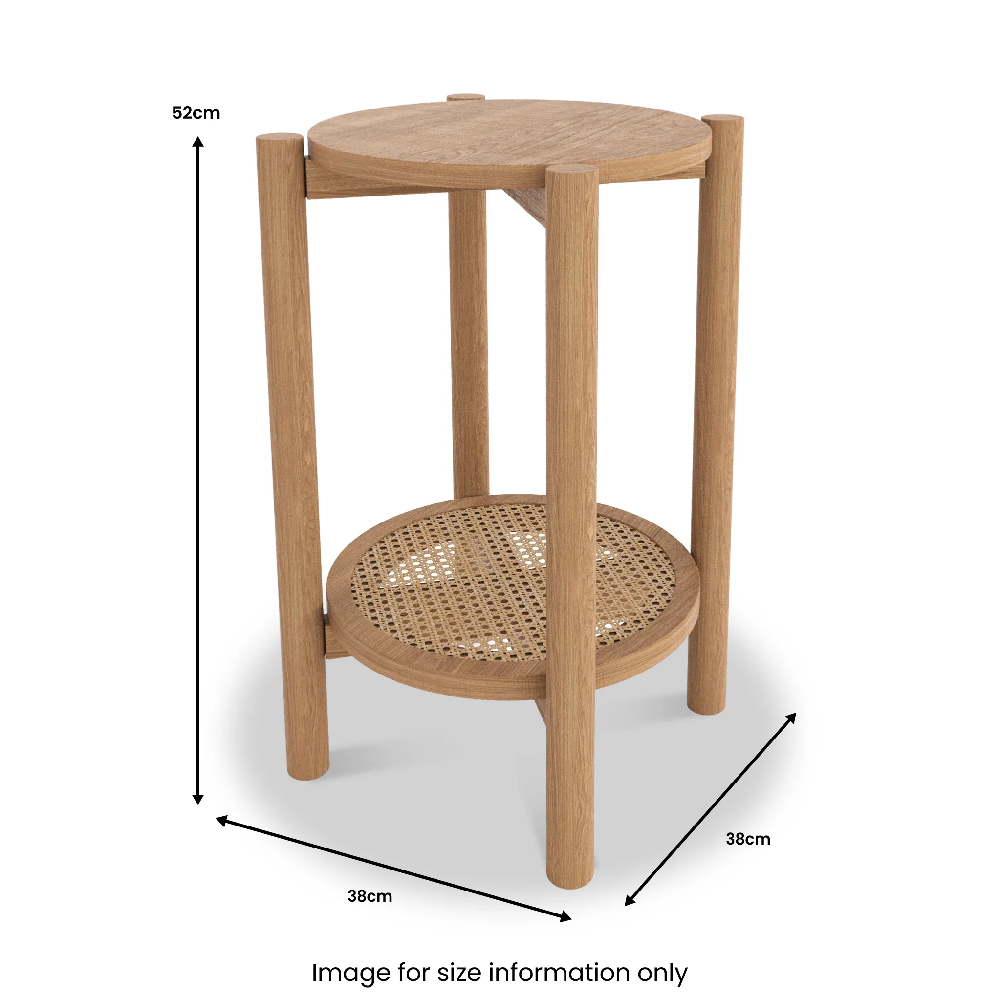 Albany Oak & Rattan Round Side Table - Image 6