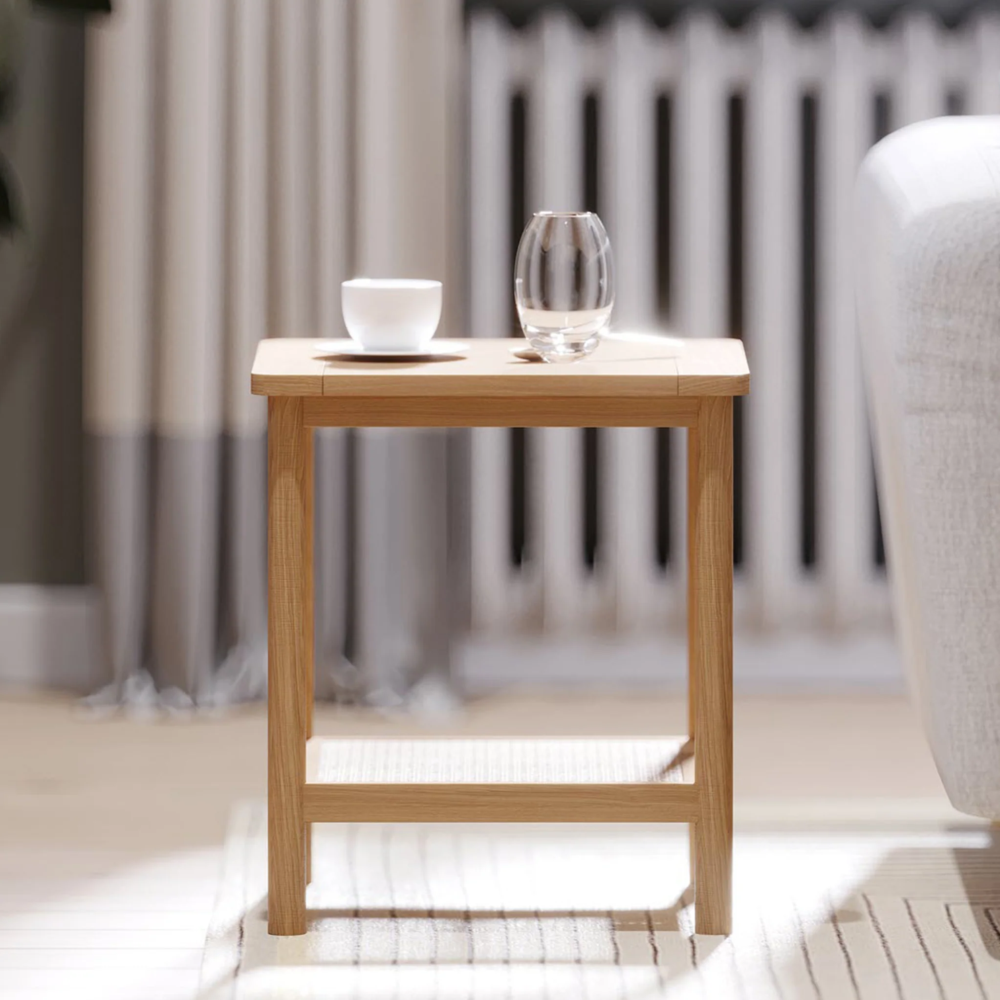 Albany Oak & Rattan Side Table - Image 2