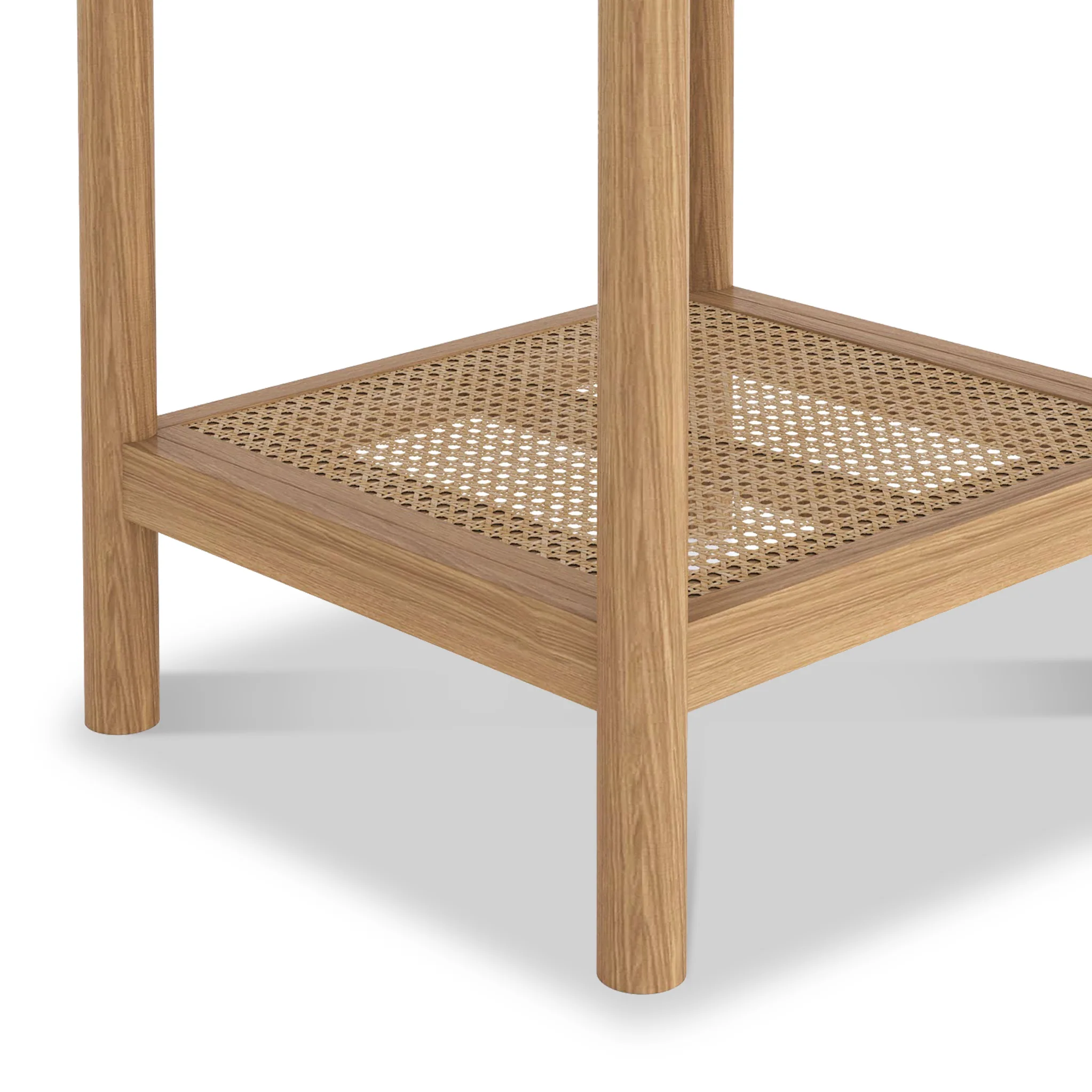 Albany Oak & Rattan Side Table - Image 4