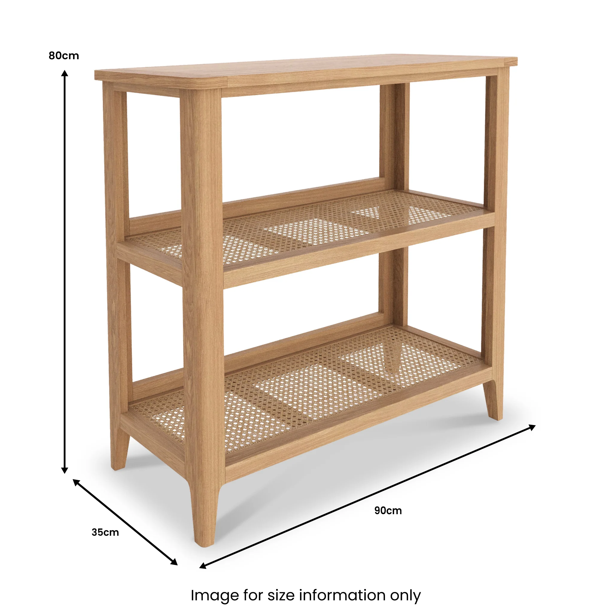 Albany Oak & Rattan Small Bookshelf - Image 5