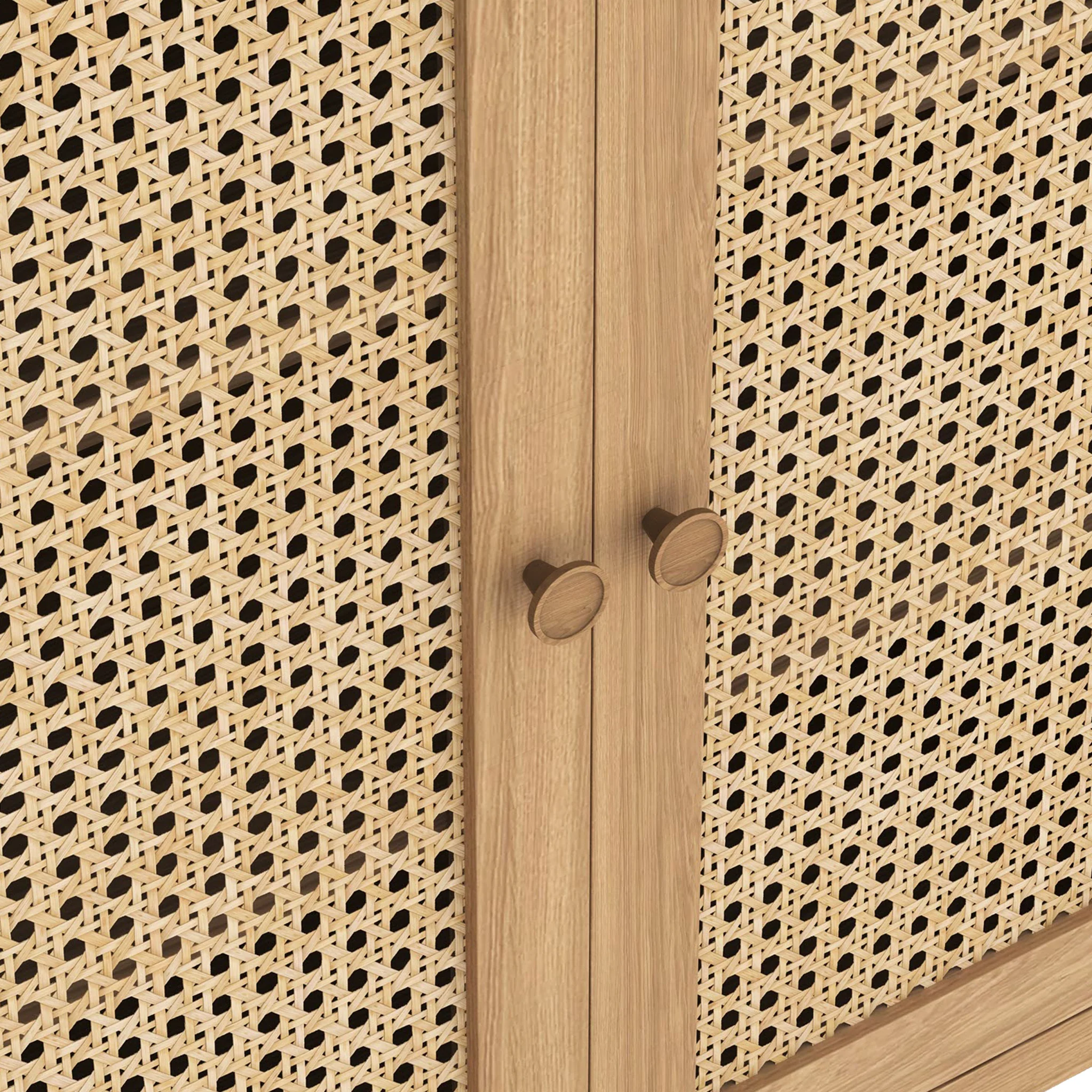 Albany Oak & Rattan Small Cupboard - Image 6