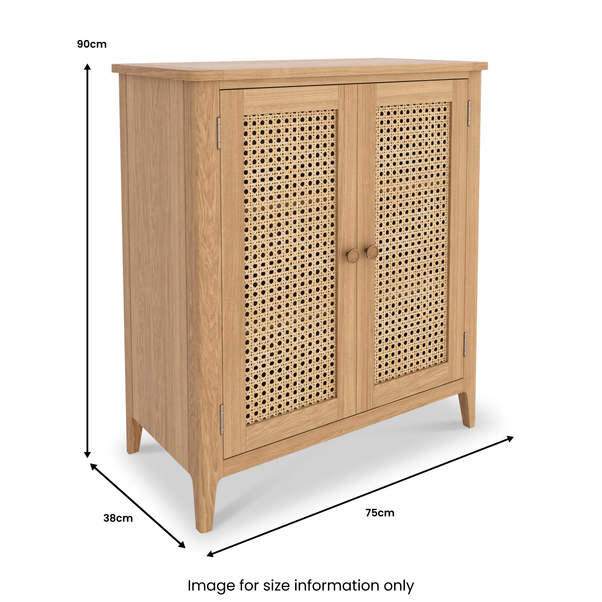 Albany Oak & Rattan Small Cupboard - Image 8