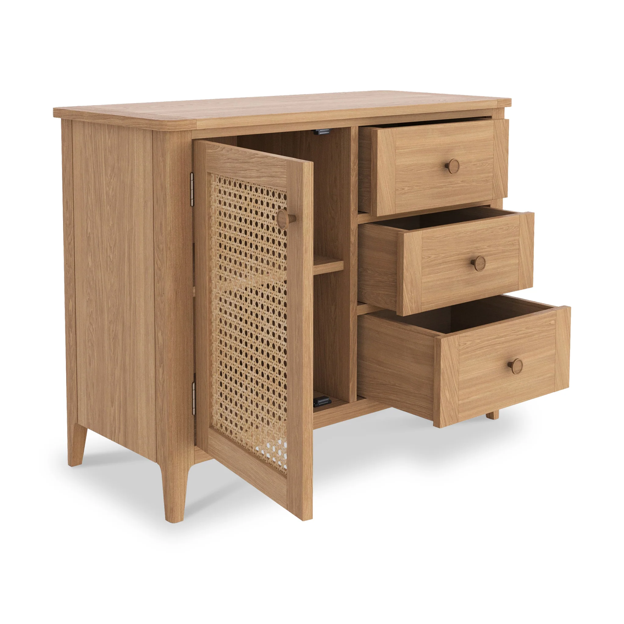 Albany Oak & Rattan Small Sideboard - Image 4