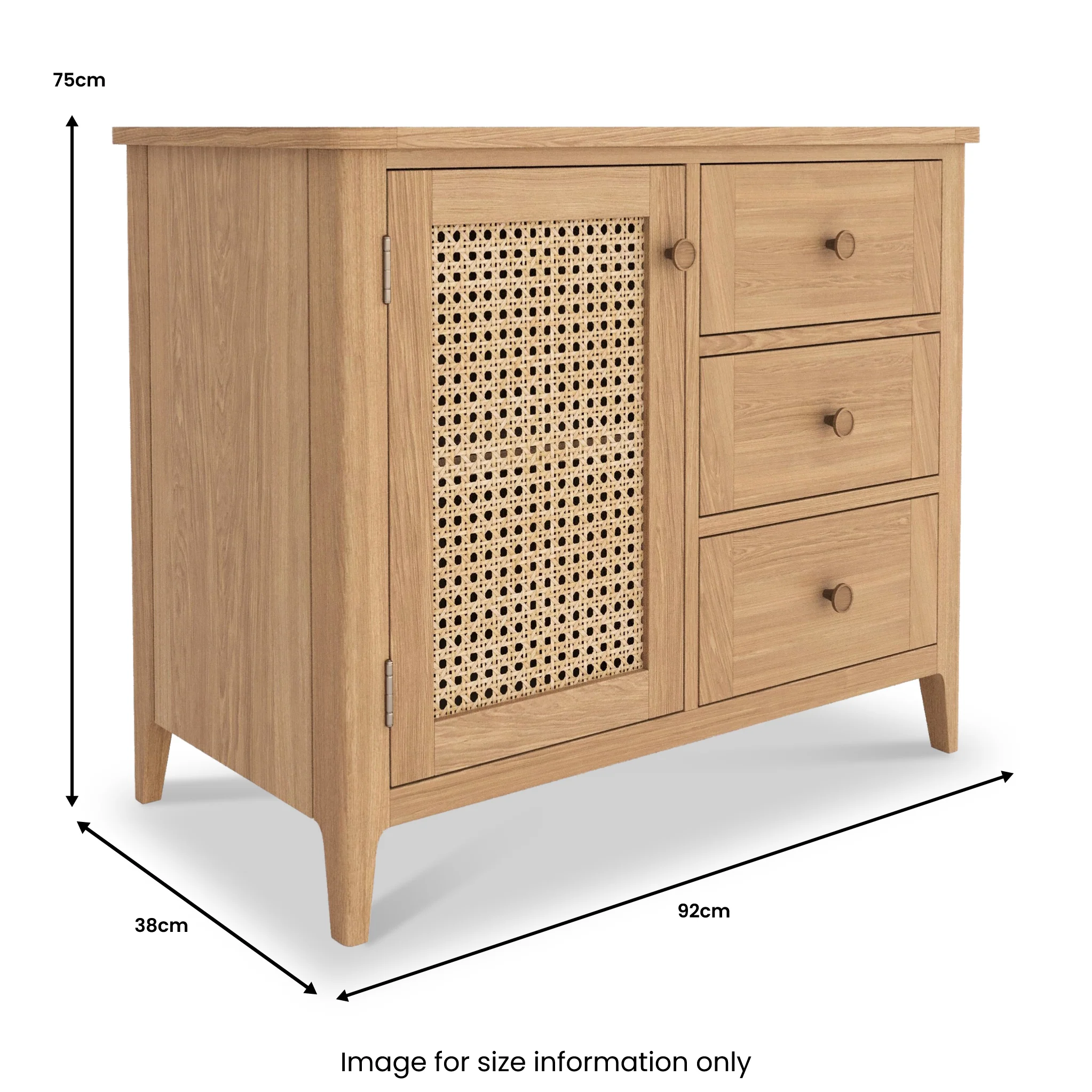 Albany Oak & Rattan Small Sideboard - Image 8