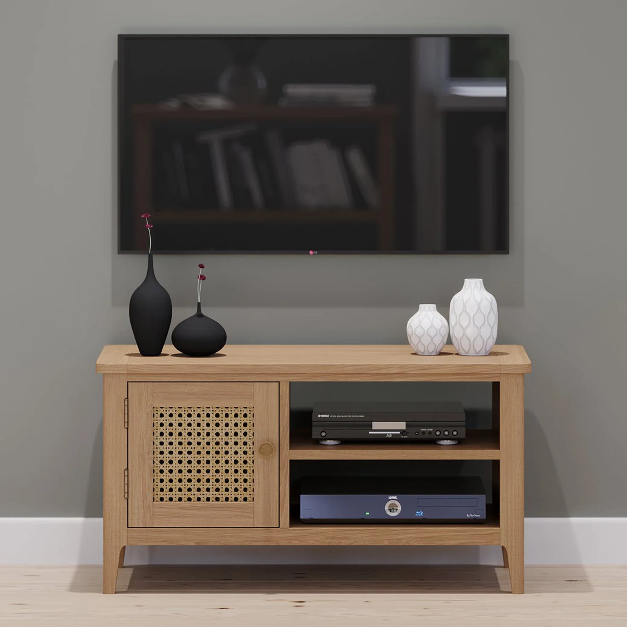 Albany Oak & Rattan Small TV Unit - Image 2