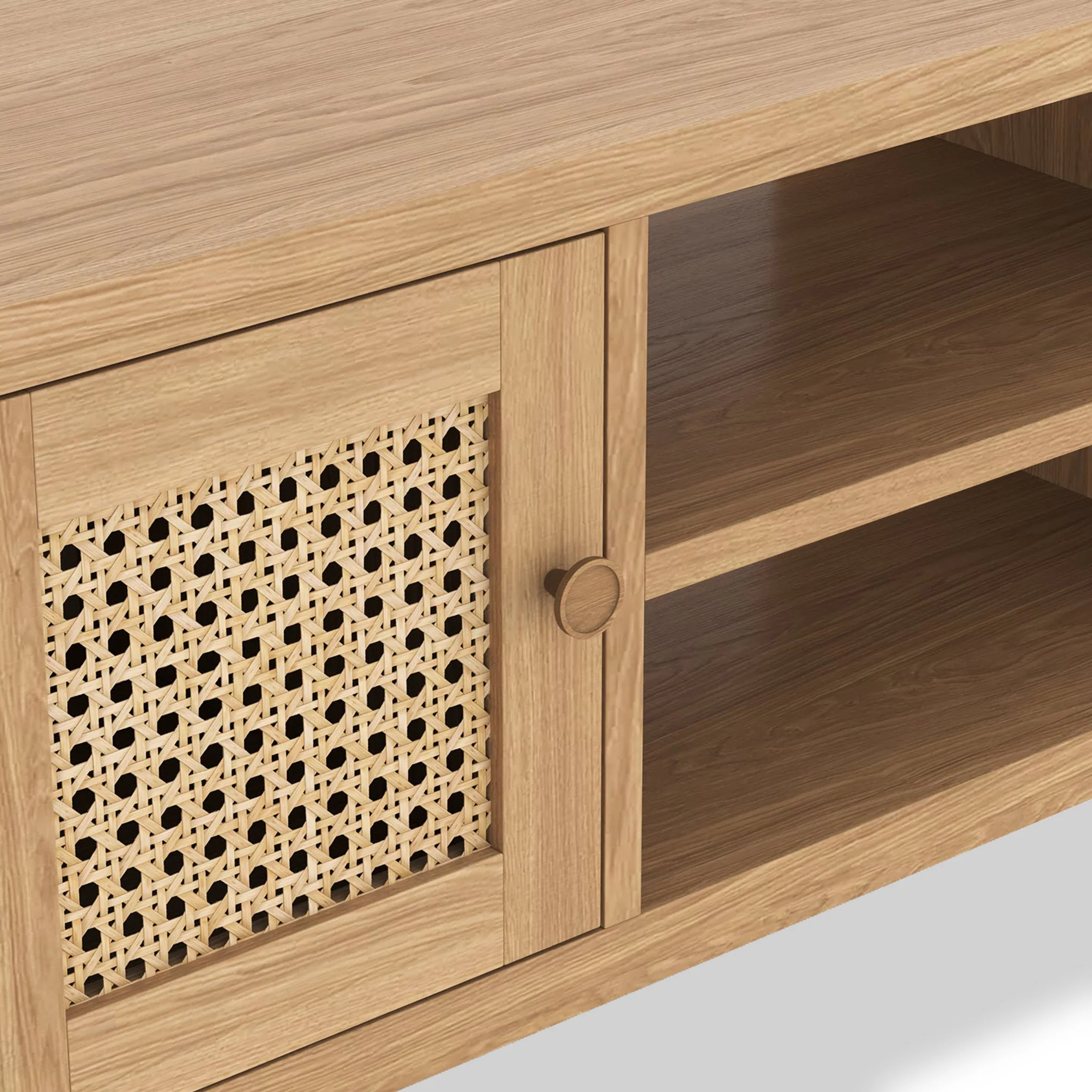Albany Oak & Rattan Small TV Unit - Image 5