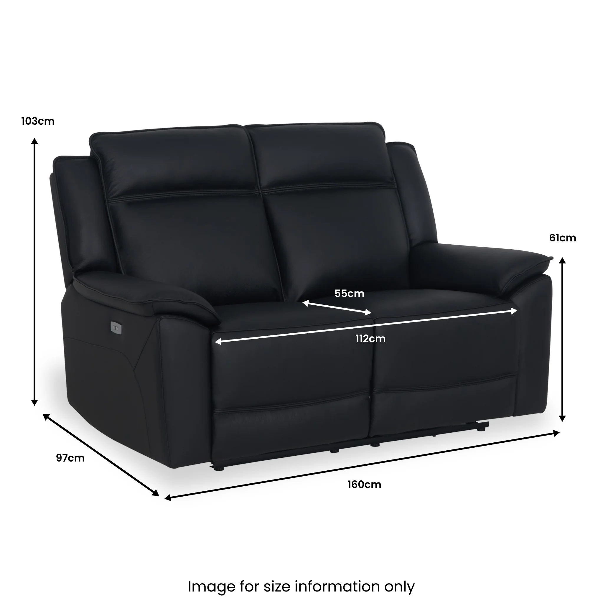 Alden Power Leather Recliner 2 Seater Sofa - Image 15