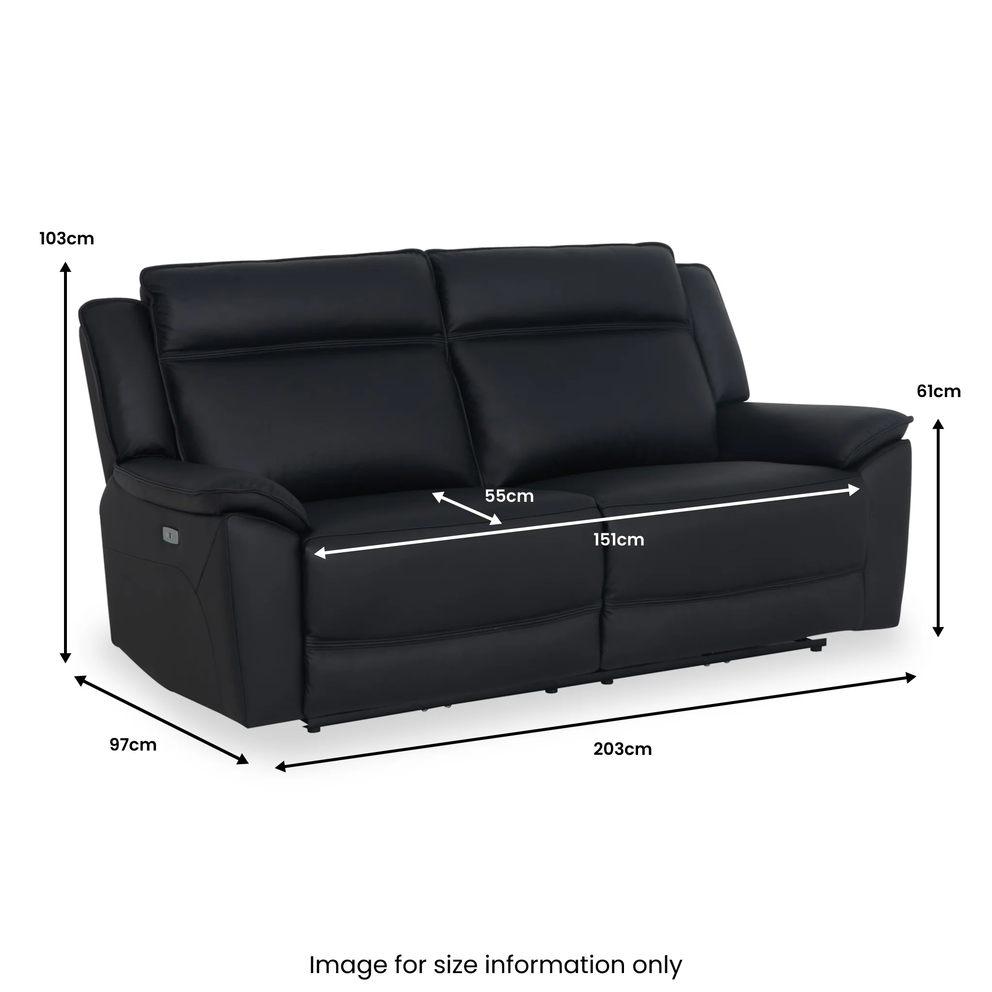 Alden Power Leather Recliner 3 Seater Sofa - Image 14
