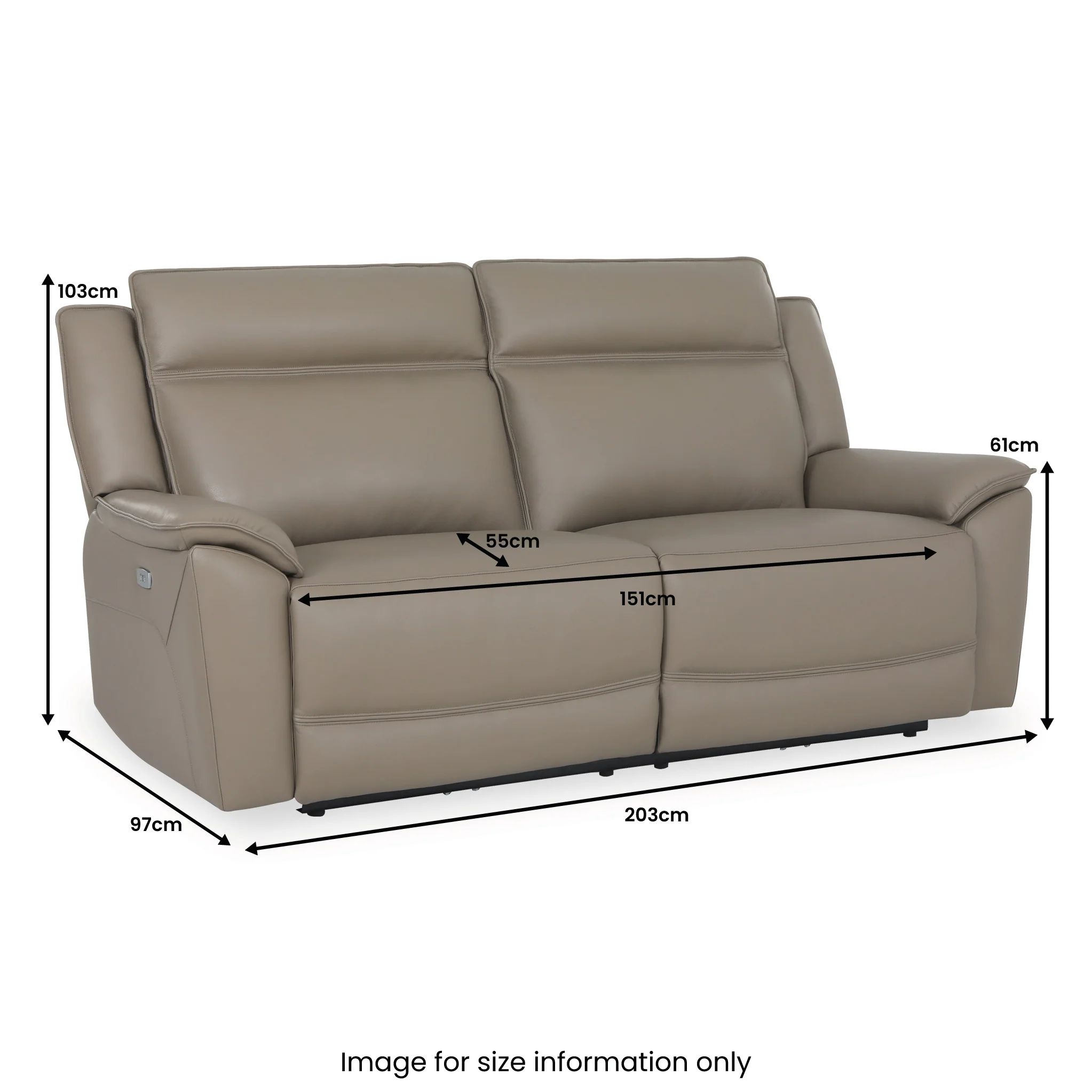 Alden Power Leather Recliner 3 Seater Sofa - Image 5