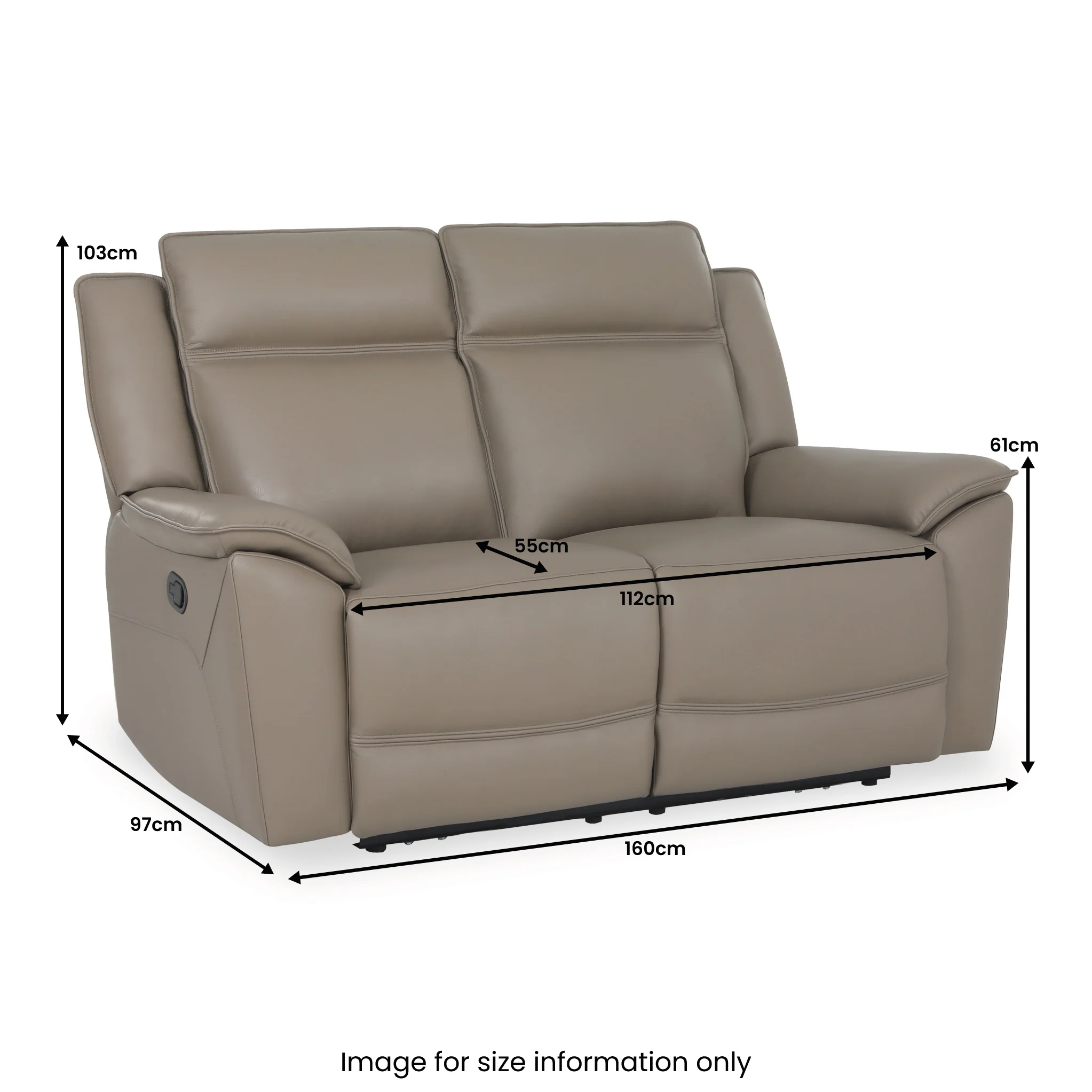 Alden Leather Recliner 2 Seater Sofa - Image 14