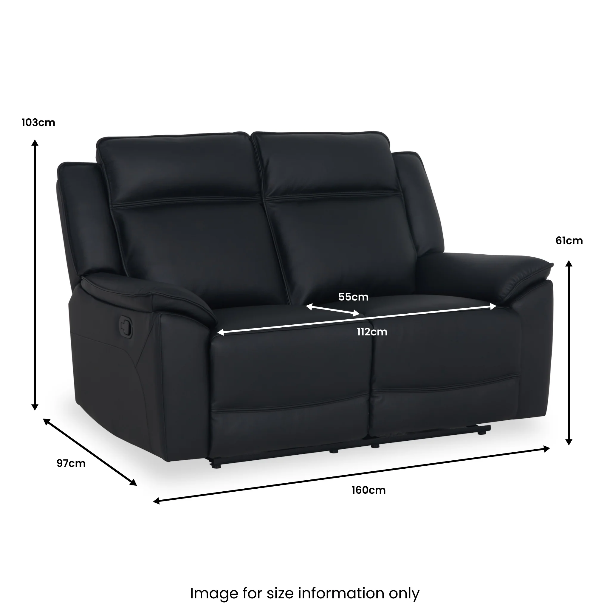 Alden Leather Recliner 2 Seater Sofa - Image 9