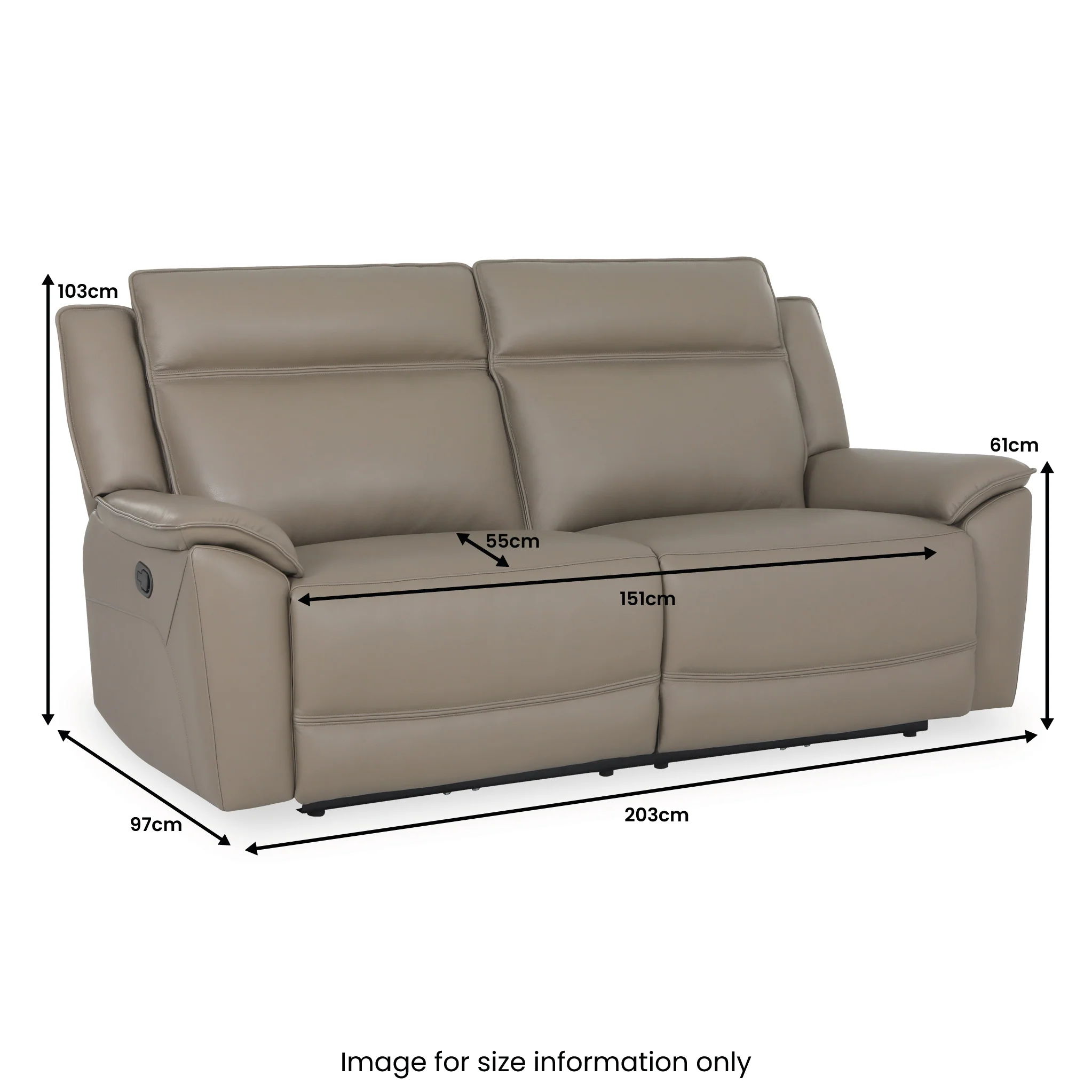 Alden Leather Recliner 3 Seater Sofa - Image 12