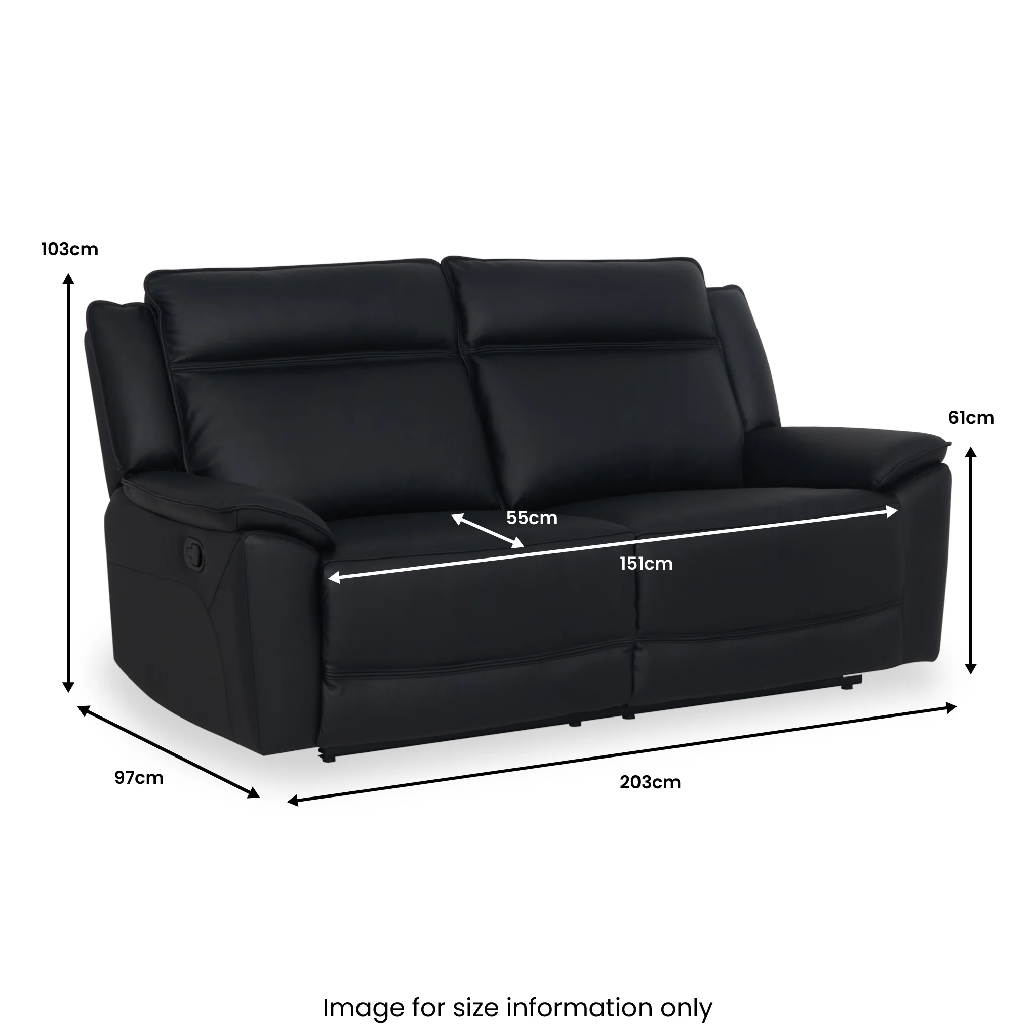 Alden Leather Recliner 3 Seater Sofa - Image 13