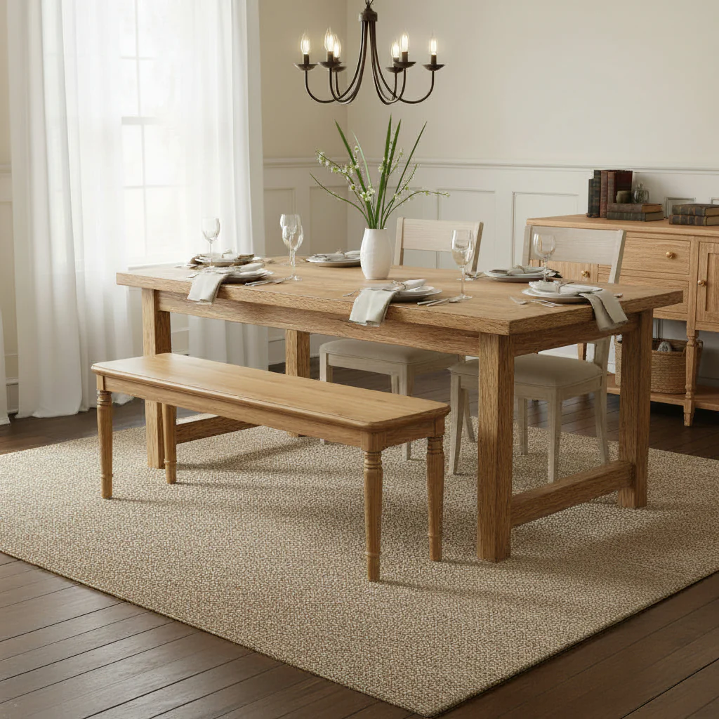 Alderley Oak 150cm Dining Bench - Image 2