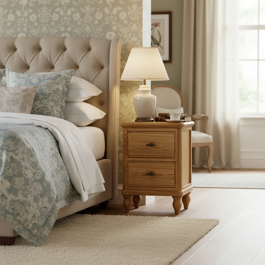 Alderley Oak 2 Drawer Slim Bedside Table - Image 2