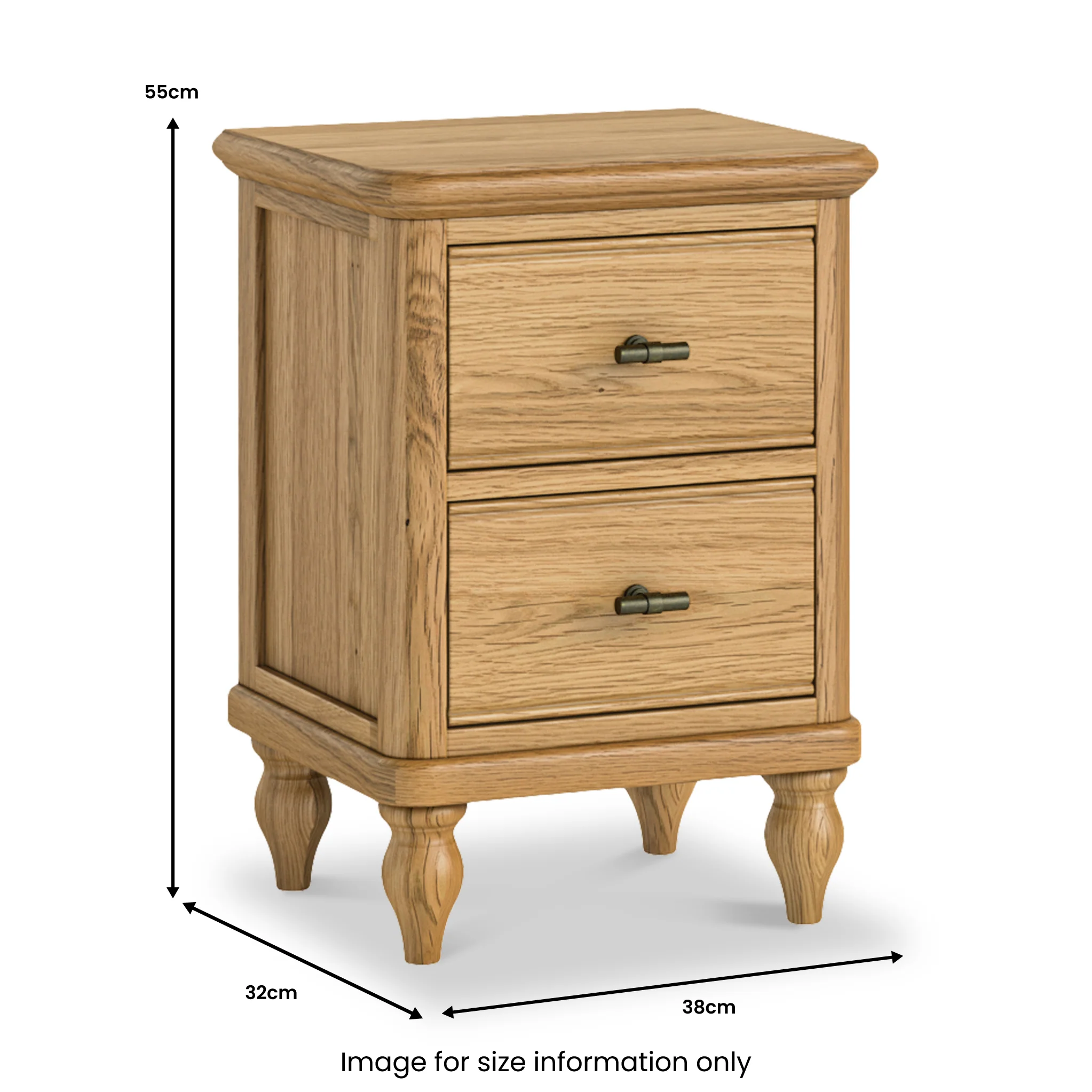 Alderley Oak 2 Drawer Slim Bedside Table - Image 6