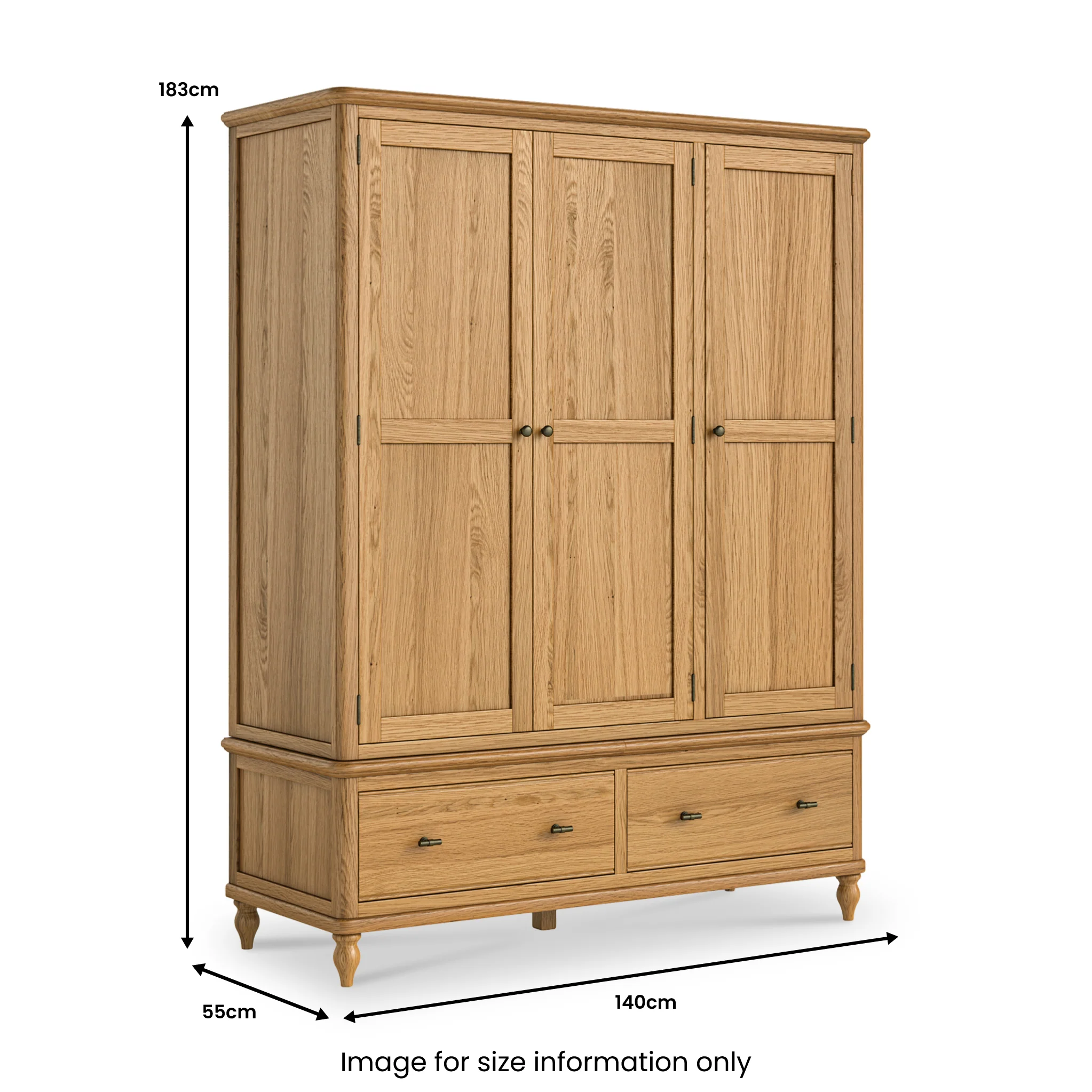 Alderley Oak Triple Wardrobe With 2 Drawers - Image 5