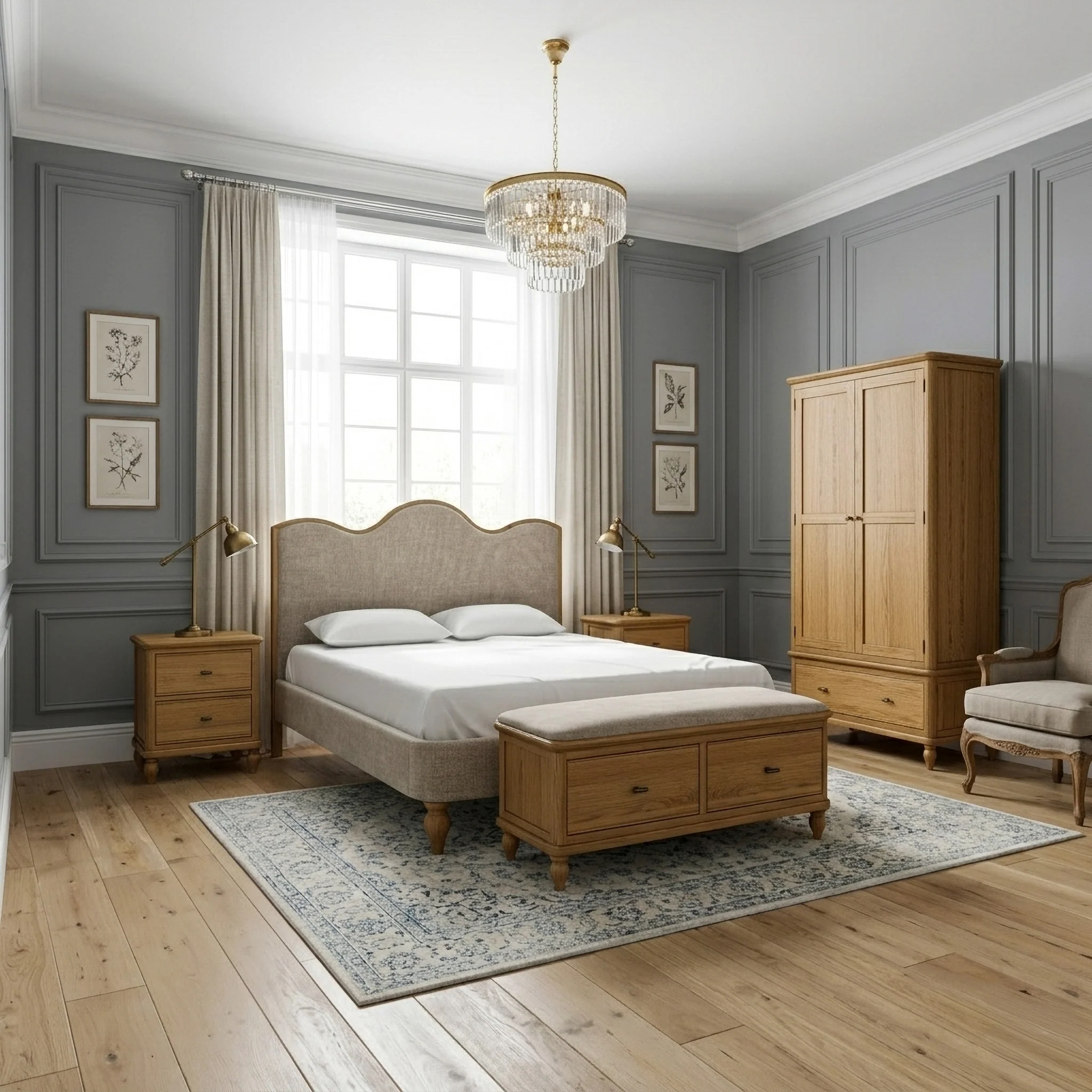Alderley Oak Upholstered Bed Frame - Image 5