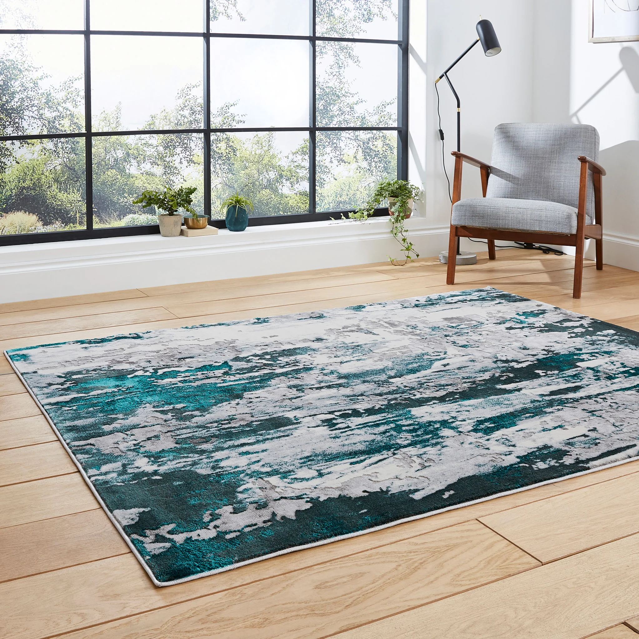 Aldrin Distressed Metallic Effect Rug - Image 11