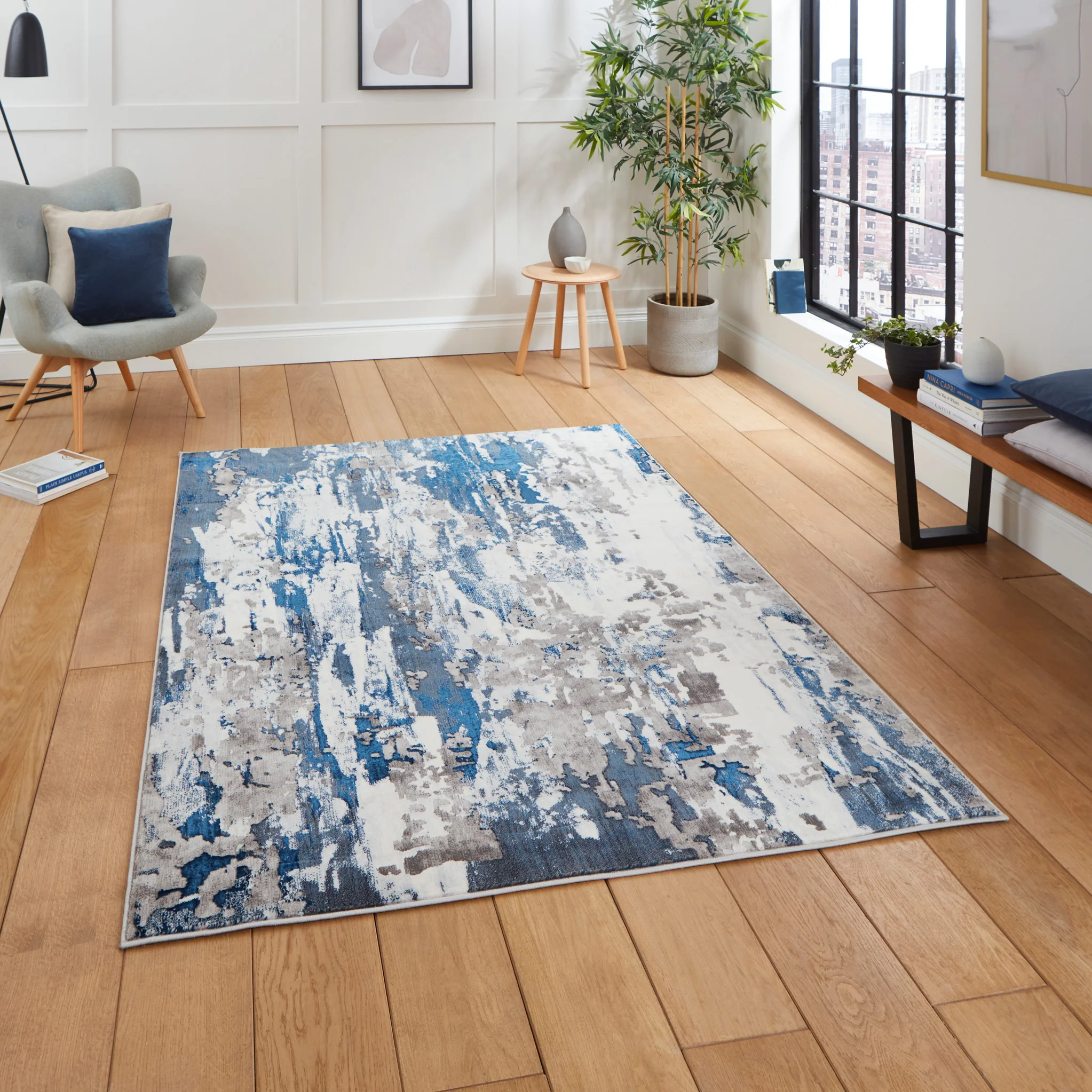 Aldrin Distressed Metallic Effect Rug - Image 18