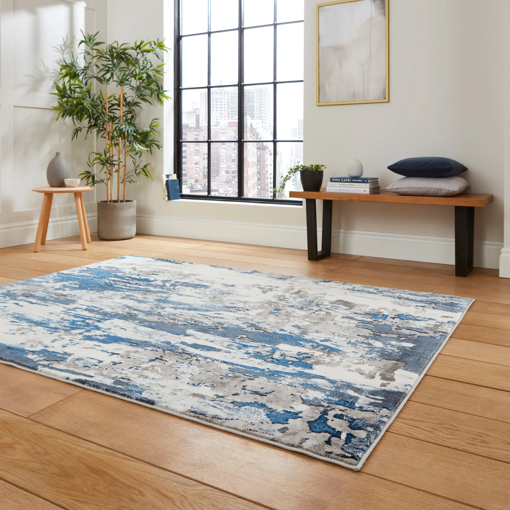 Aldrin Distressed Metallic Effect Rug - Image 19