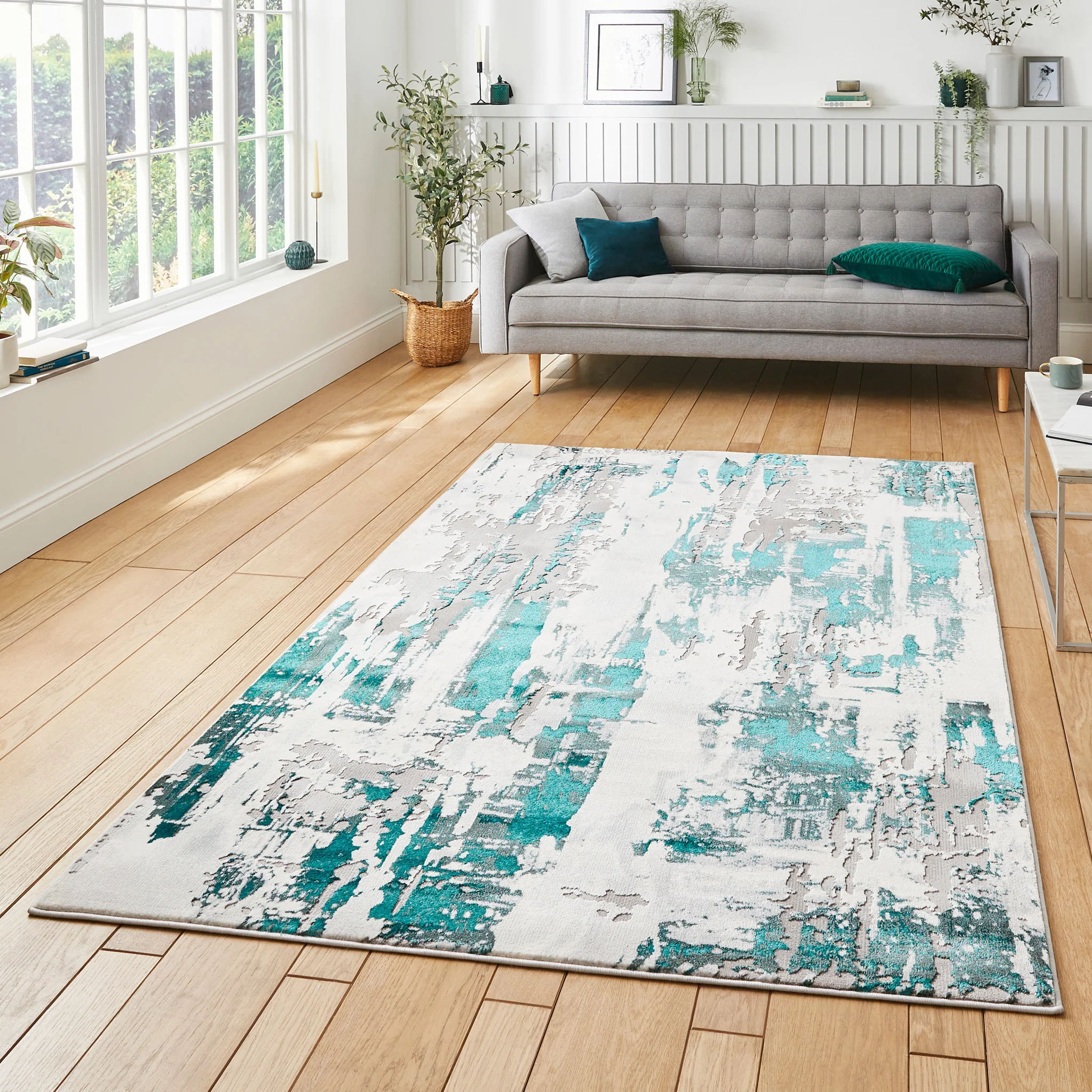 Aldrin Grey Distressed Patterned Rug - Image 10