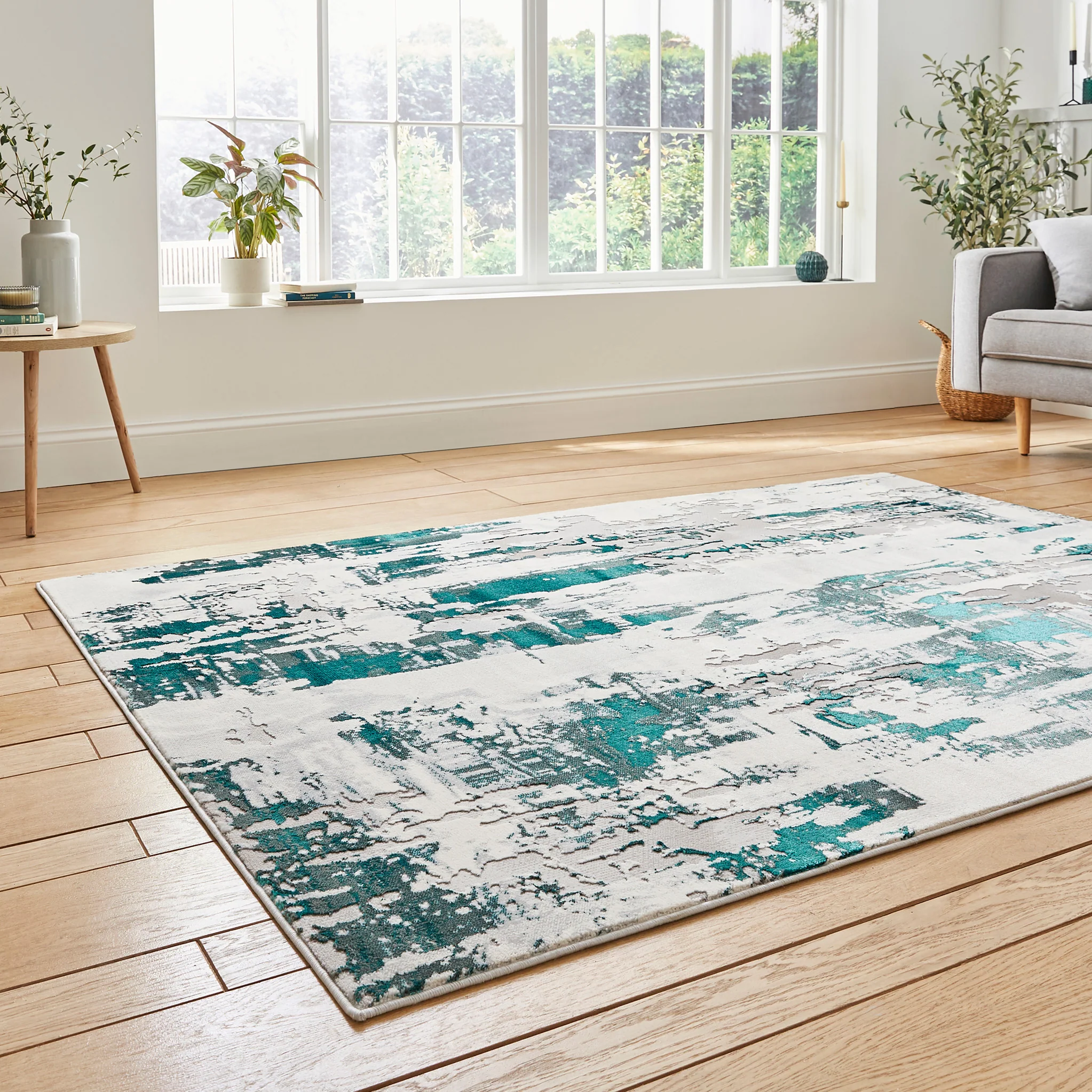 Aldrin Grey Distressed Patterned Rug - Image 11