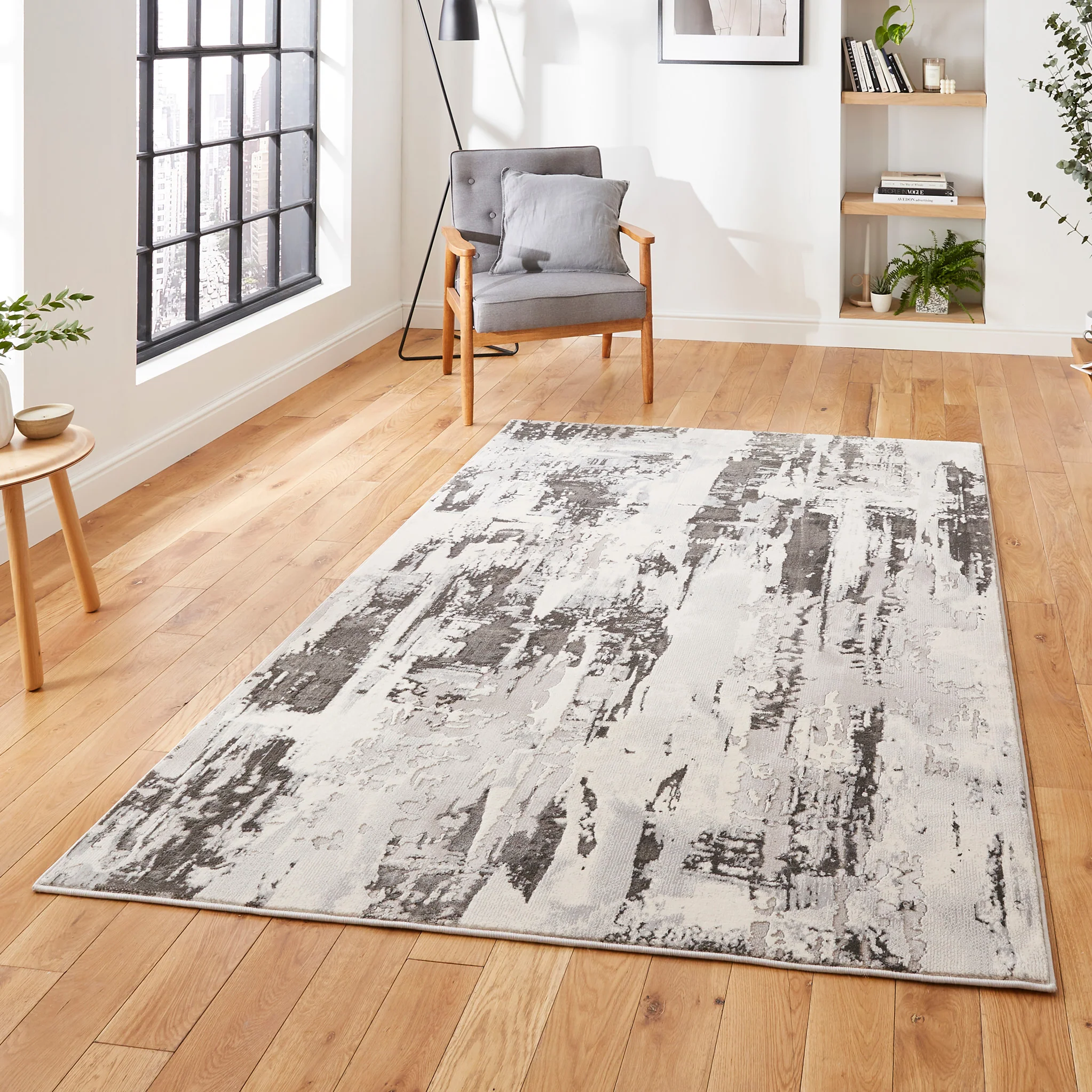 Aldrin Grey Distressed Patterned Rug - Image 18