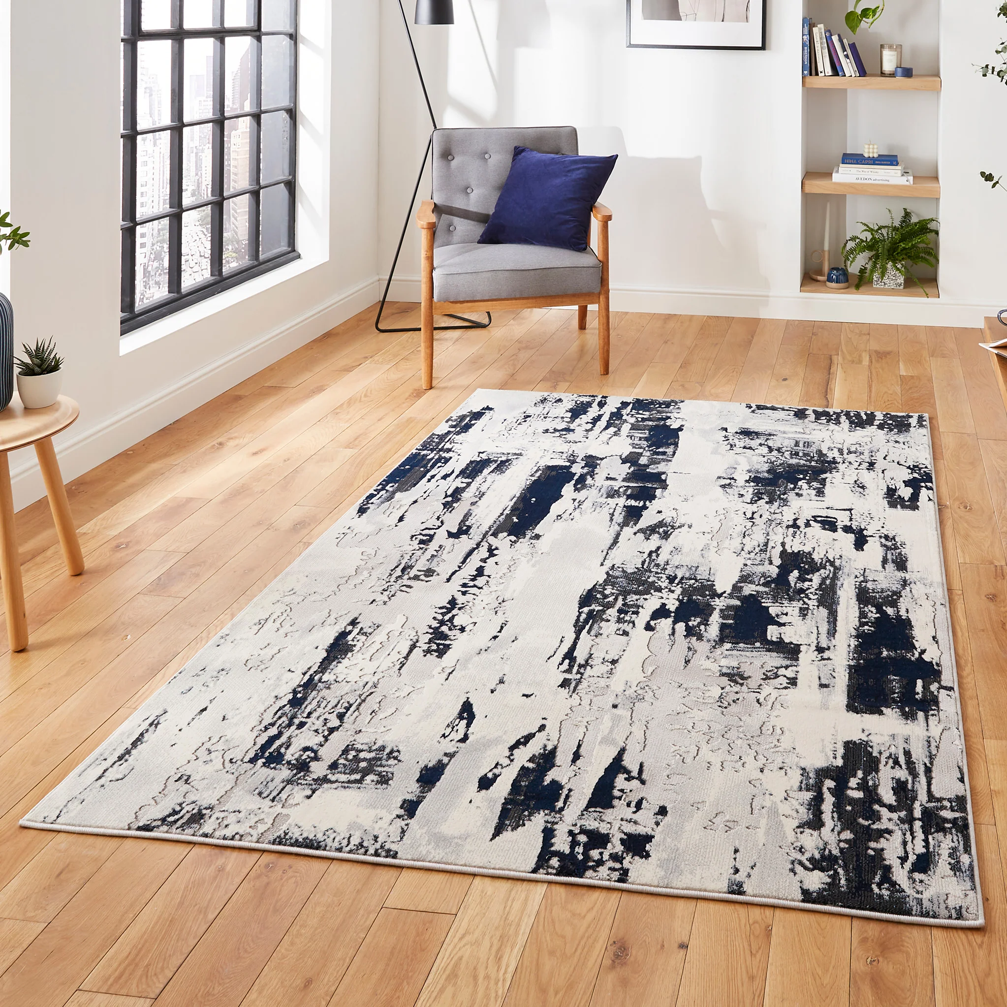 Aldrin Grey Distressed Patterned Rug - Image 26