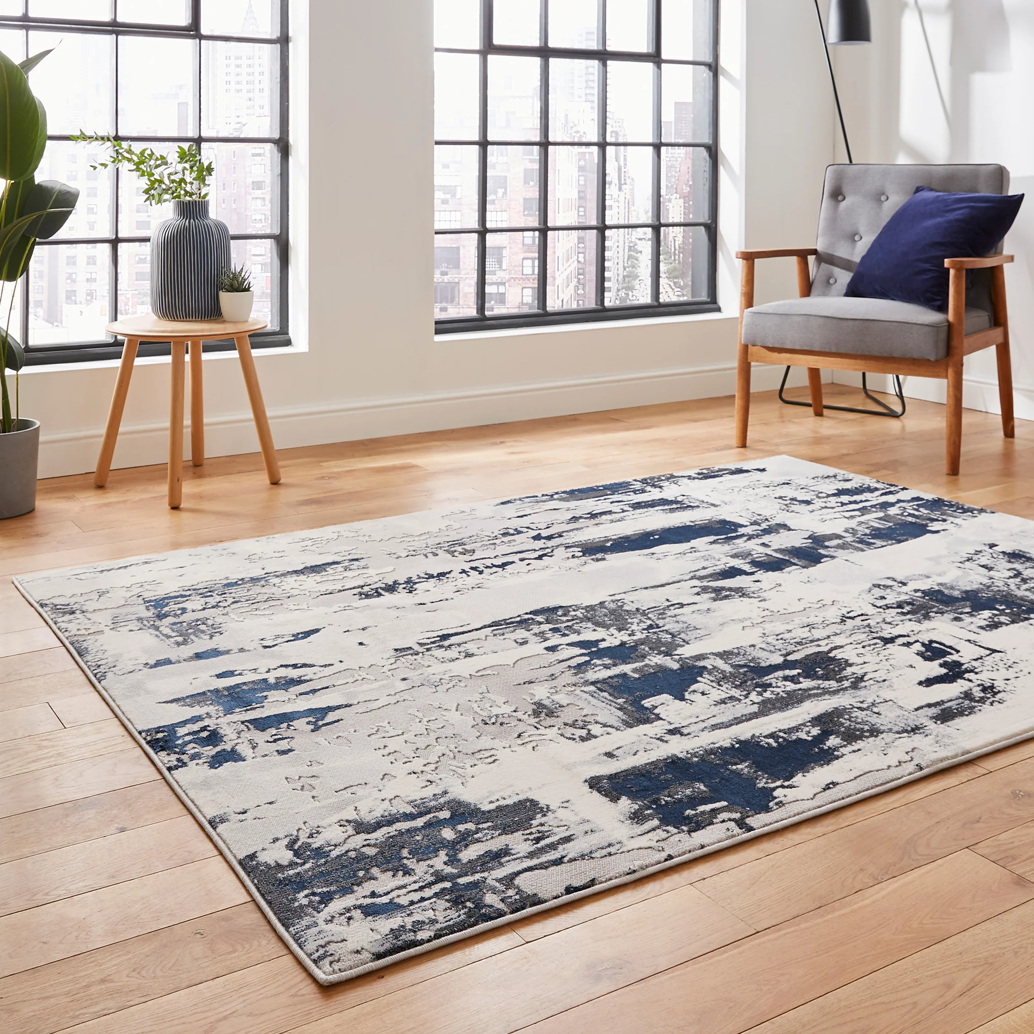 Aldrin Grey Distressed Patterned Rug - Image 27