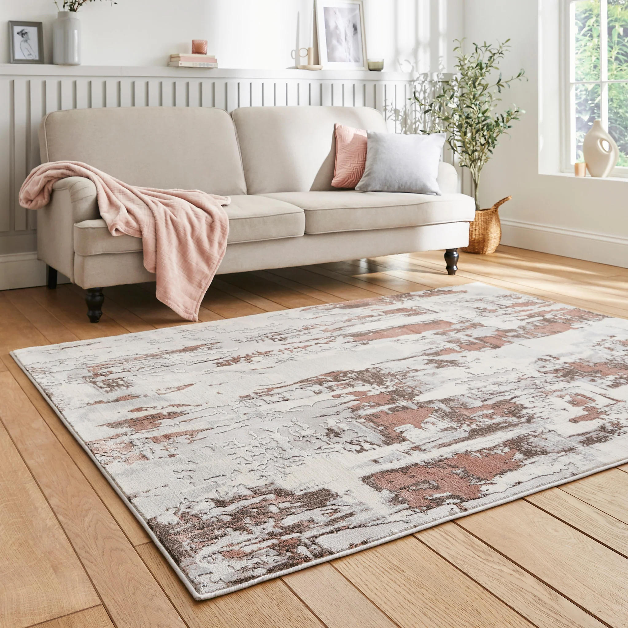 Aldrin Grey Distressed Patterned Rug - Image 35
