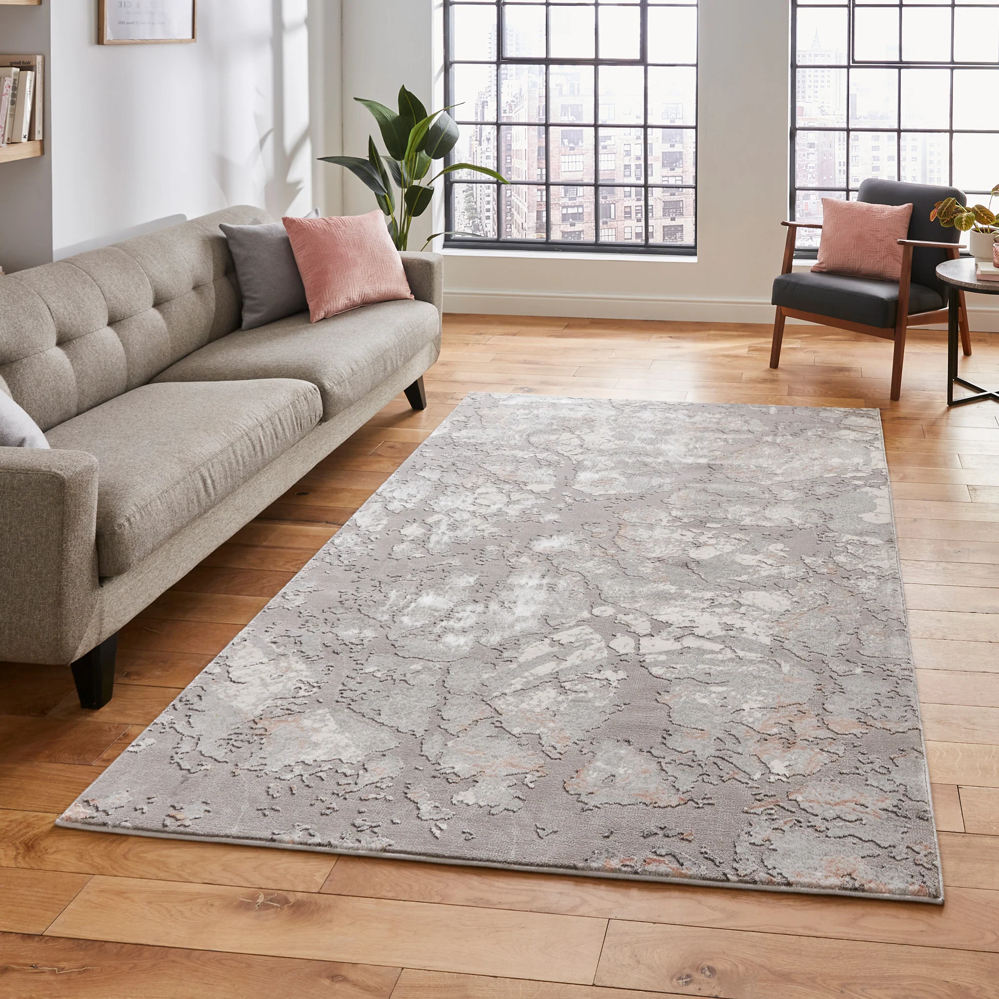 Aldrin Grey Marble Effect Rug - Image 34