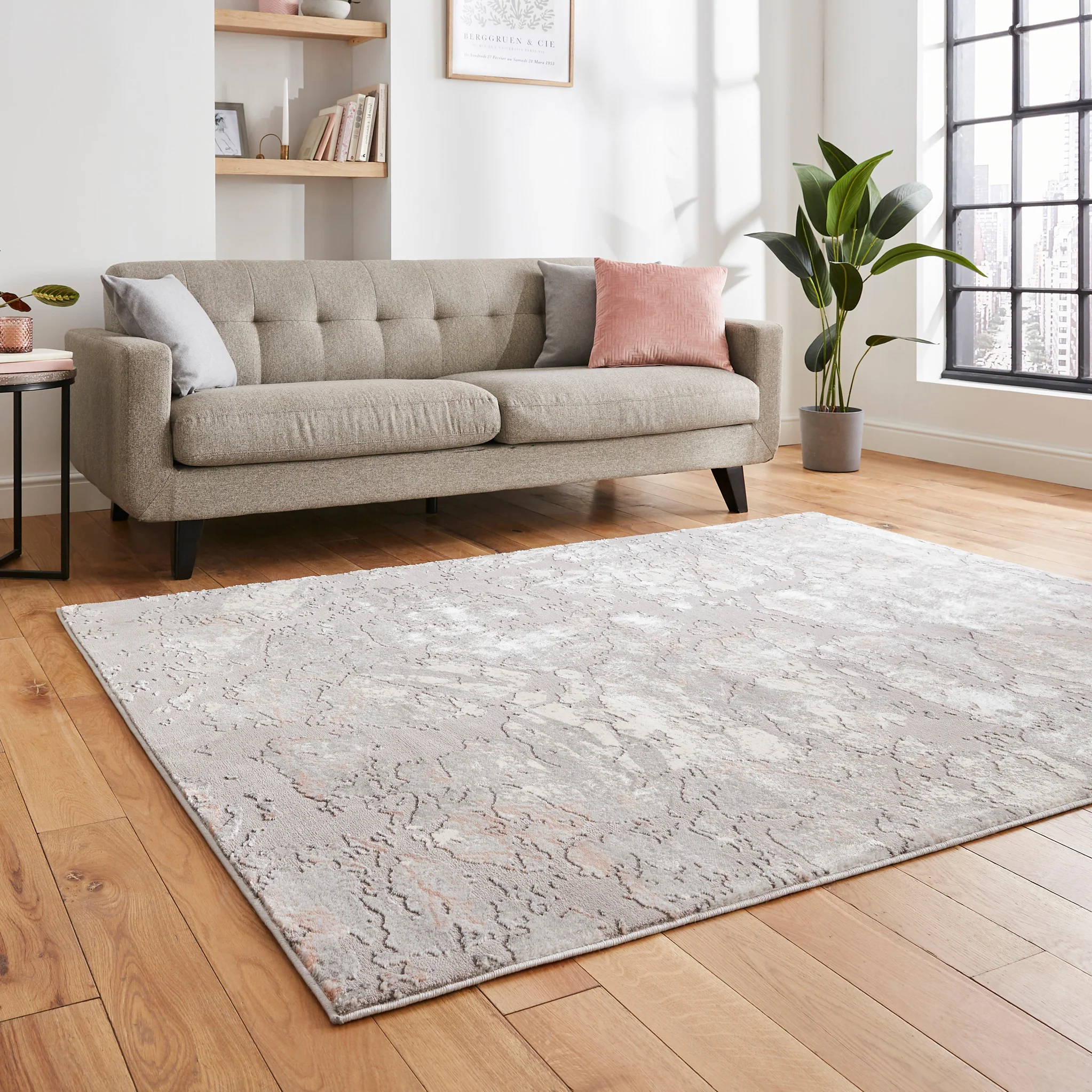 Aldrin Grey Marble Effect Rug - Image 35