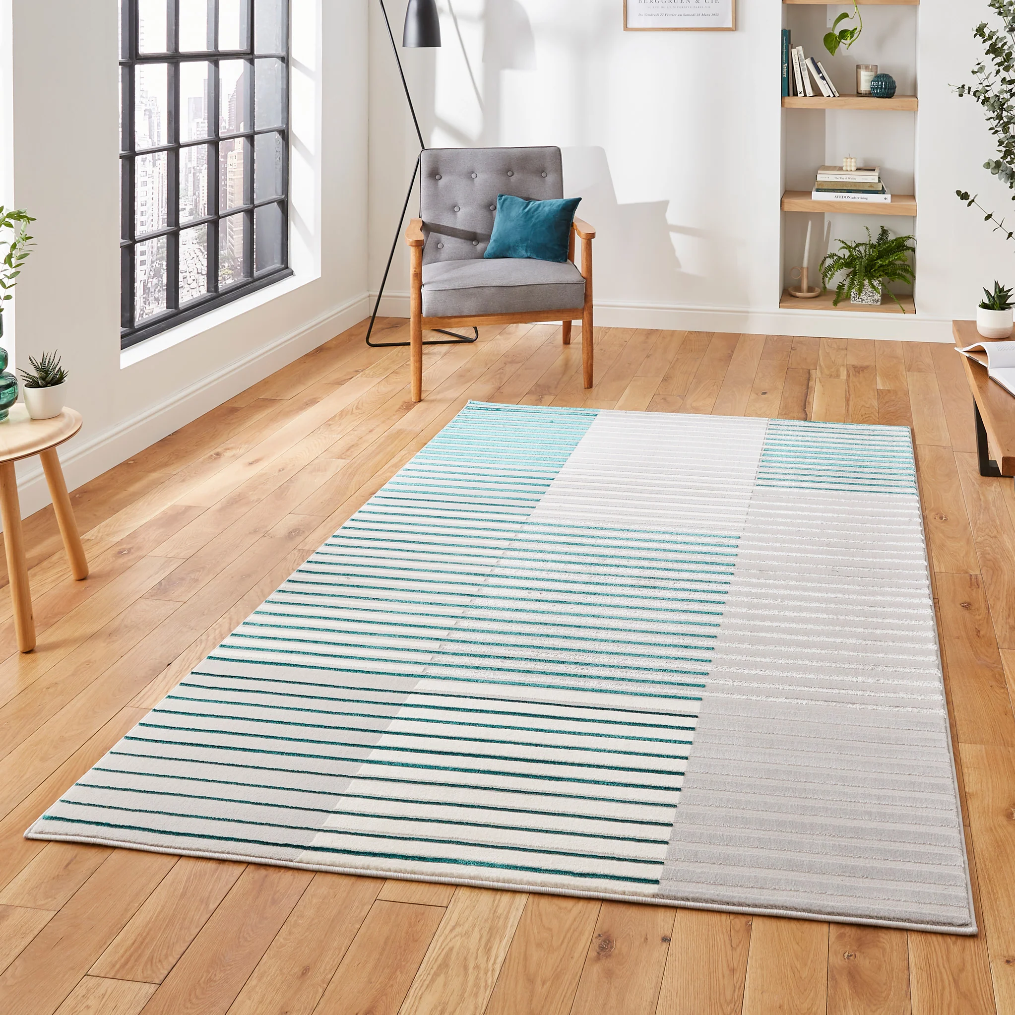 Aldrin Grey Striped Patterned Rug - Image 10