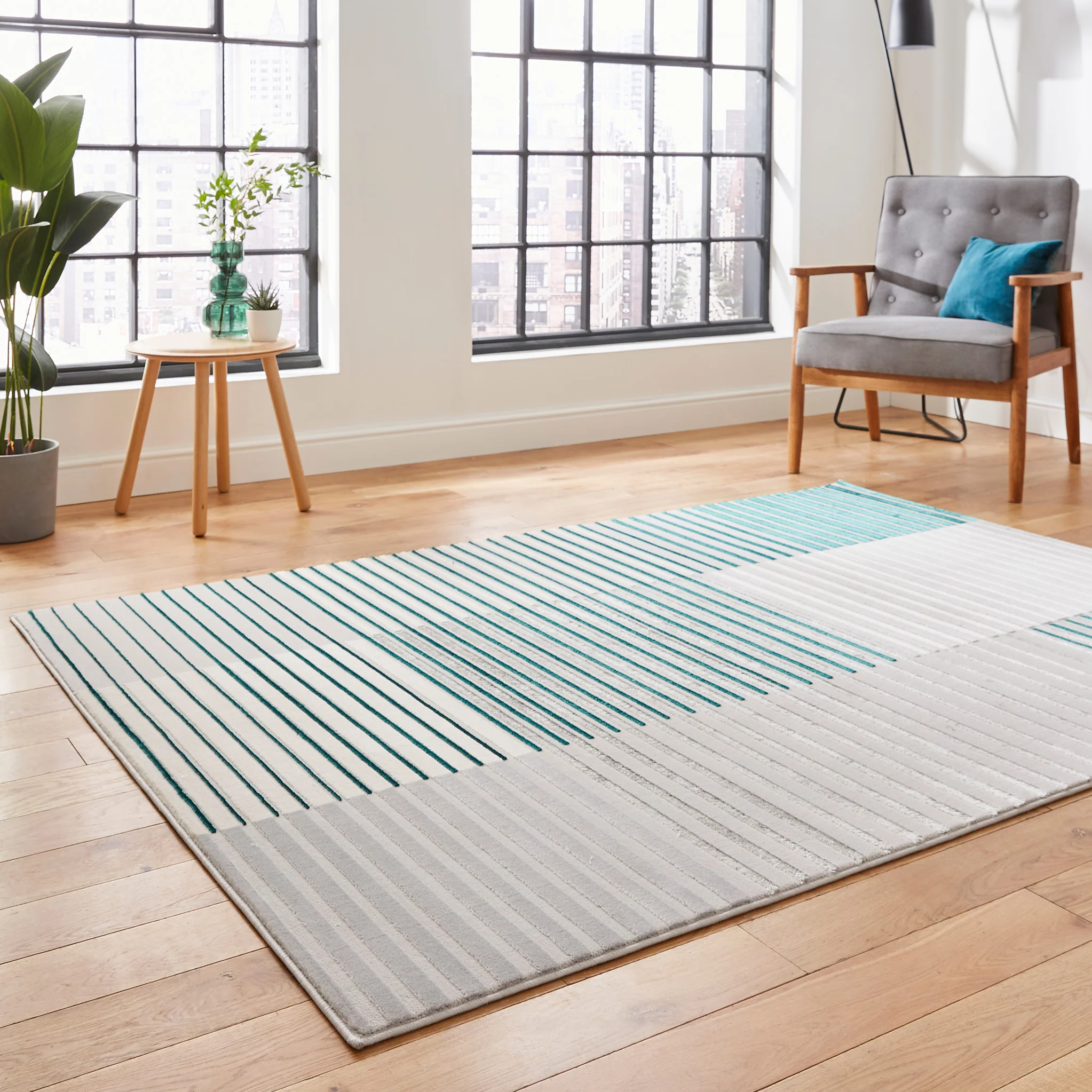 Aldrin Grey Striped Patterned Rug - Image 11