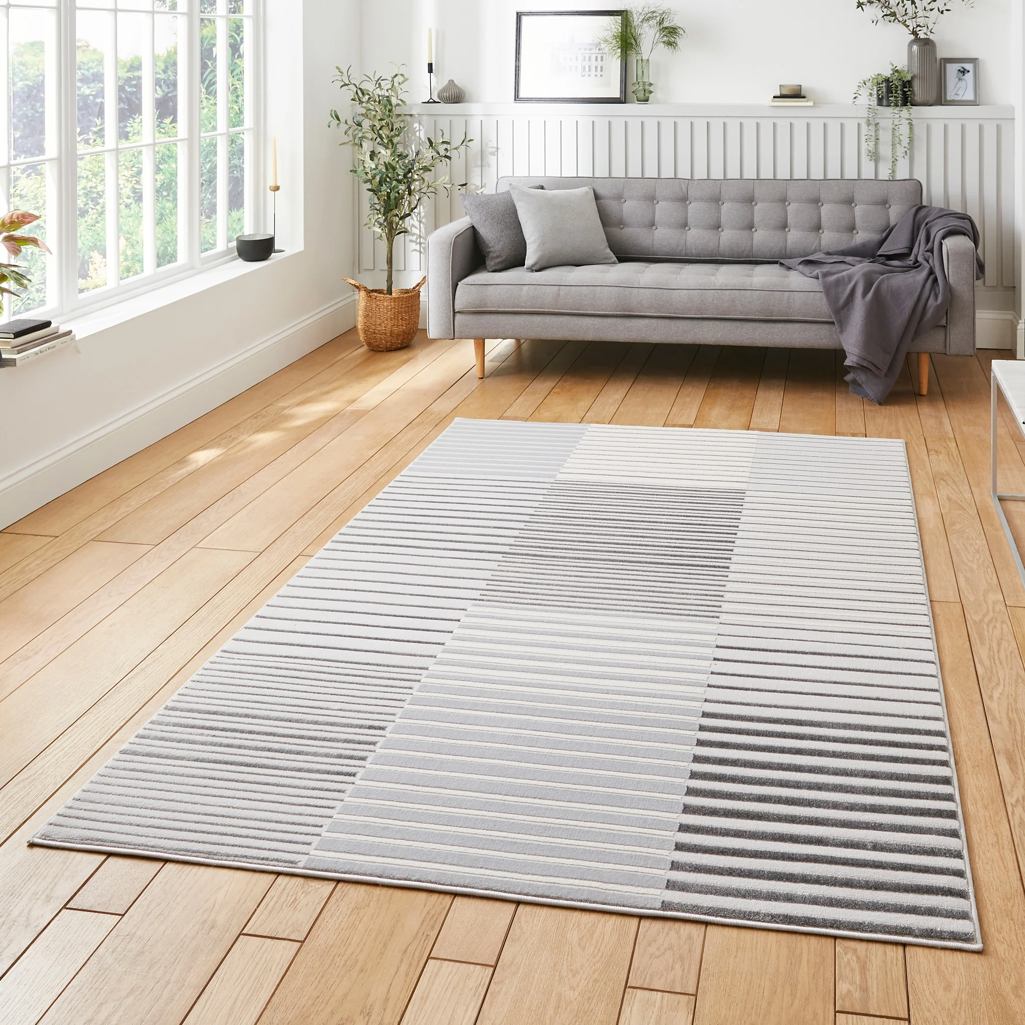 Aldrin Grey Striped Patterned Rug - Image 18
