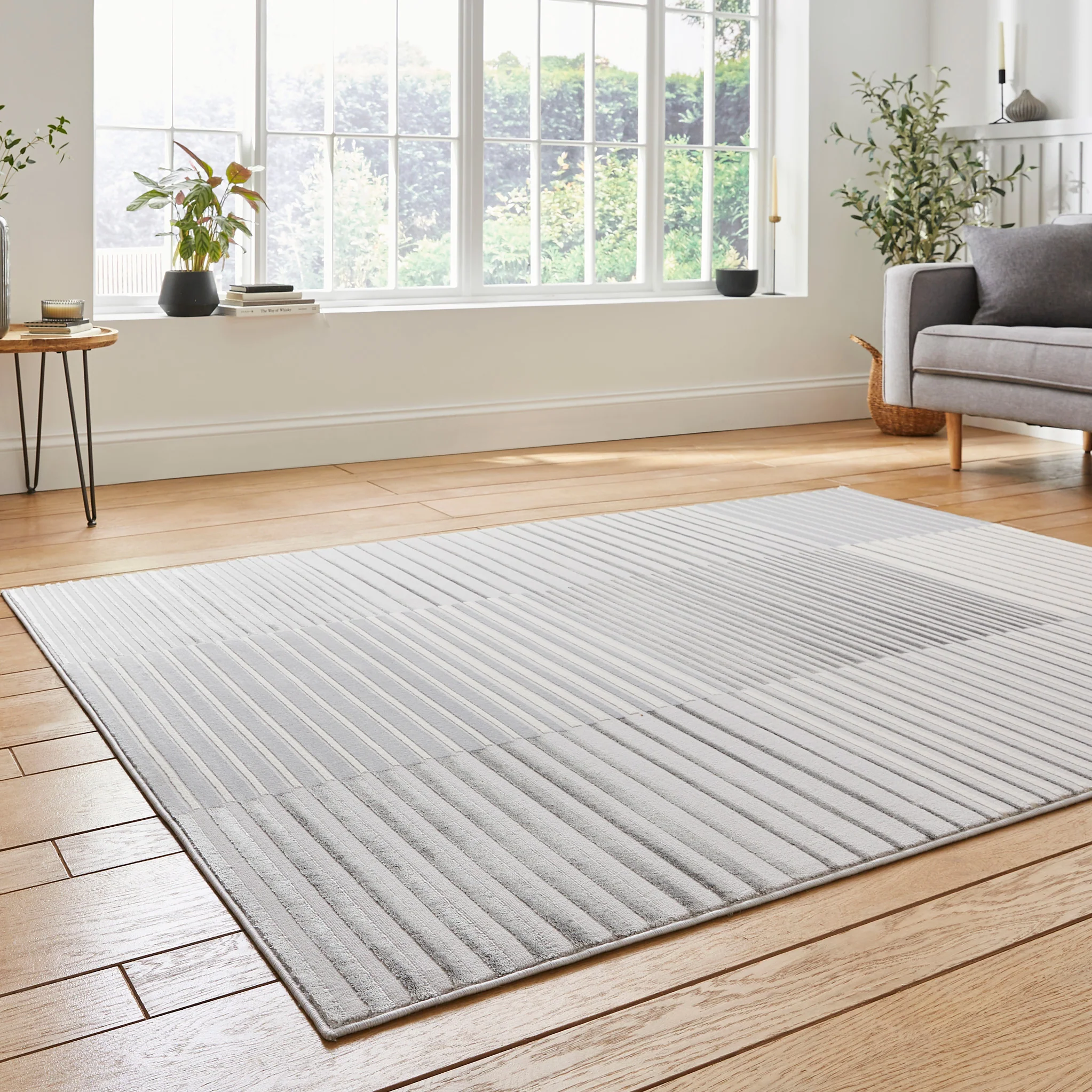 Aldrin Grey Striped Patterned Rug - Image 19