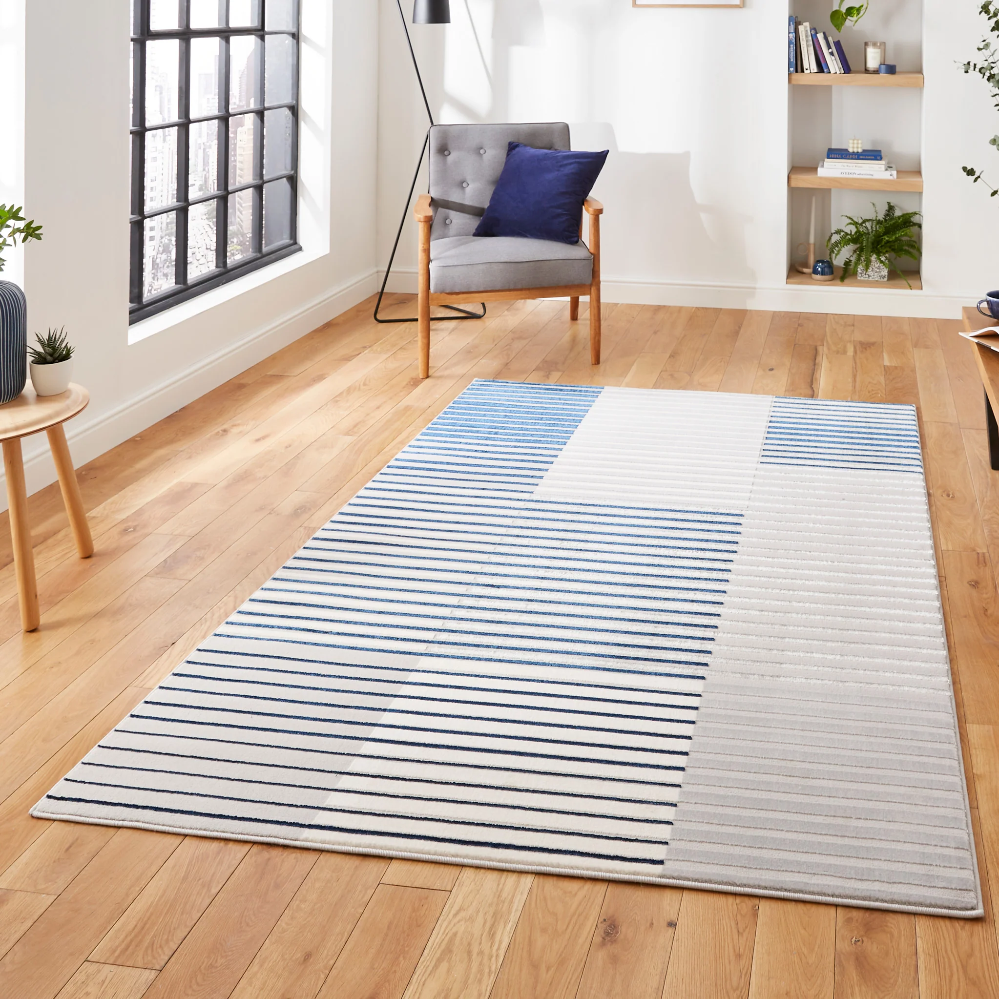 Aldrin Grey Striped Patterned Rug - Image 26