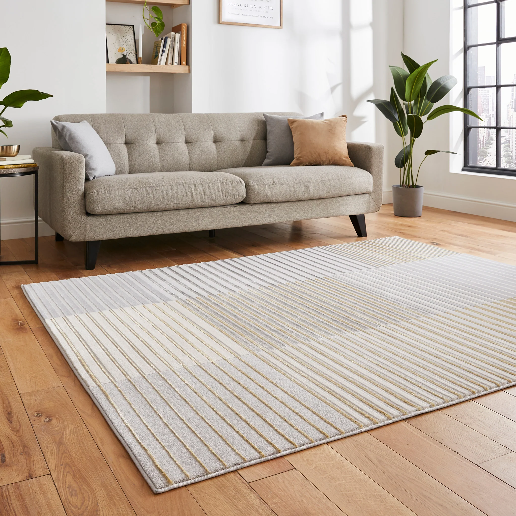 Aldrin Grey Striped Patterned Rug - Image 3