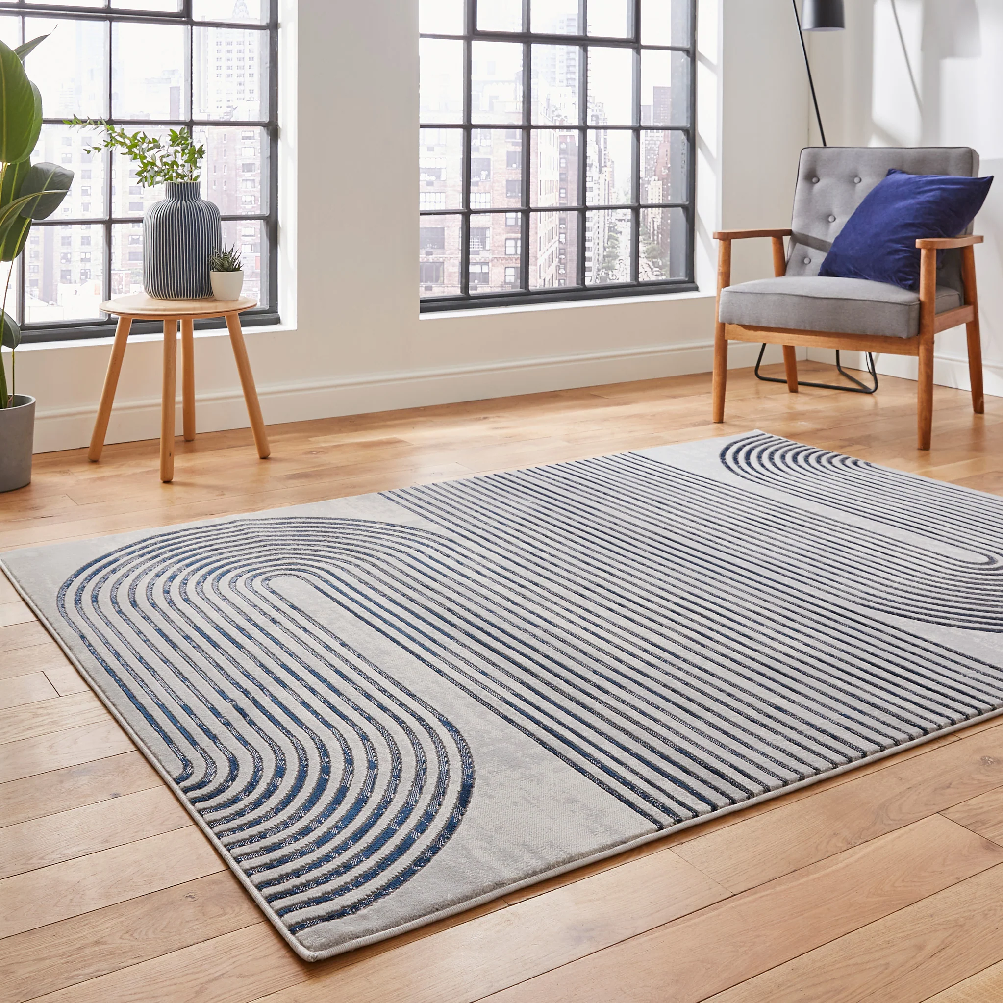 Aldrin Grey Swirl Patterned Rug - Image 27